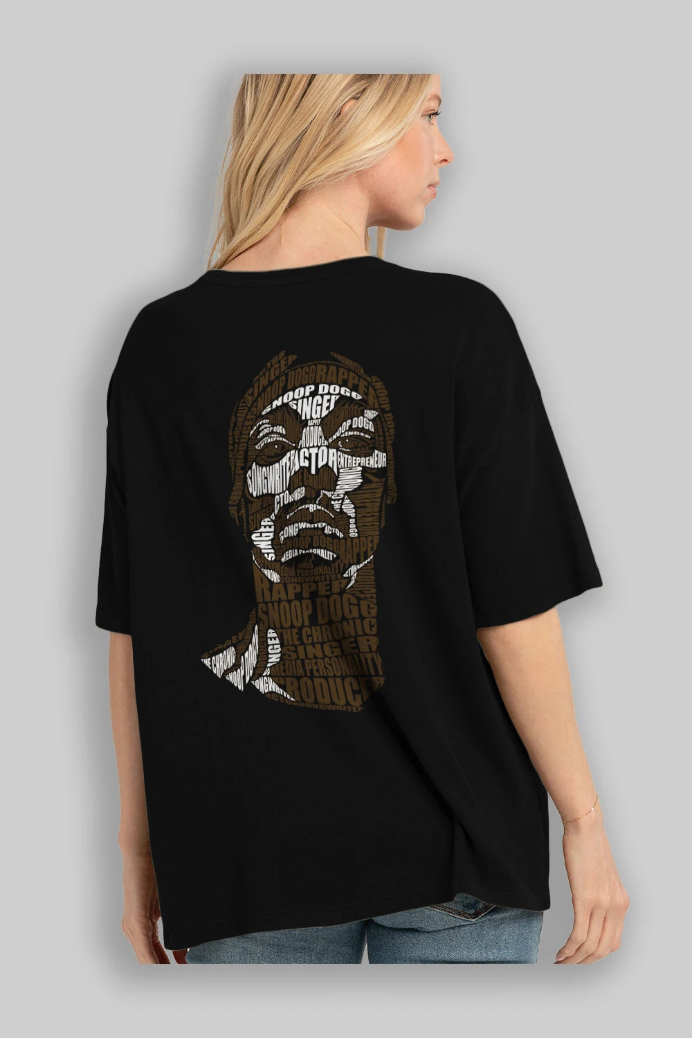 Snoop Dogg Calligram Arka Baskılı Oversize t-shirt %100 pamuk Erkek Kadın Unisex