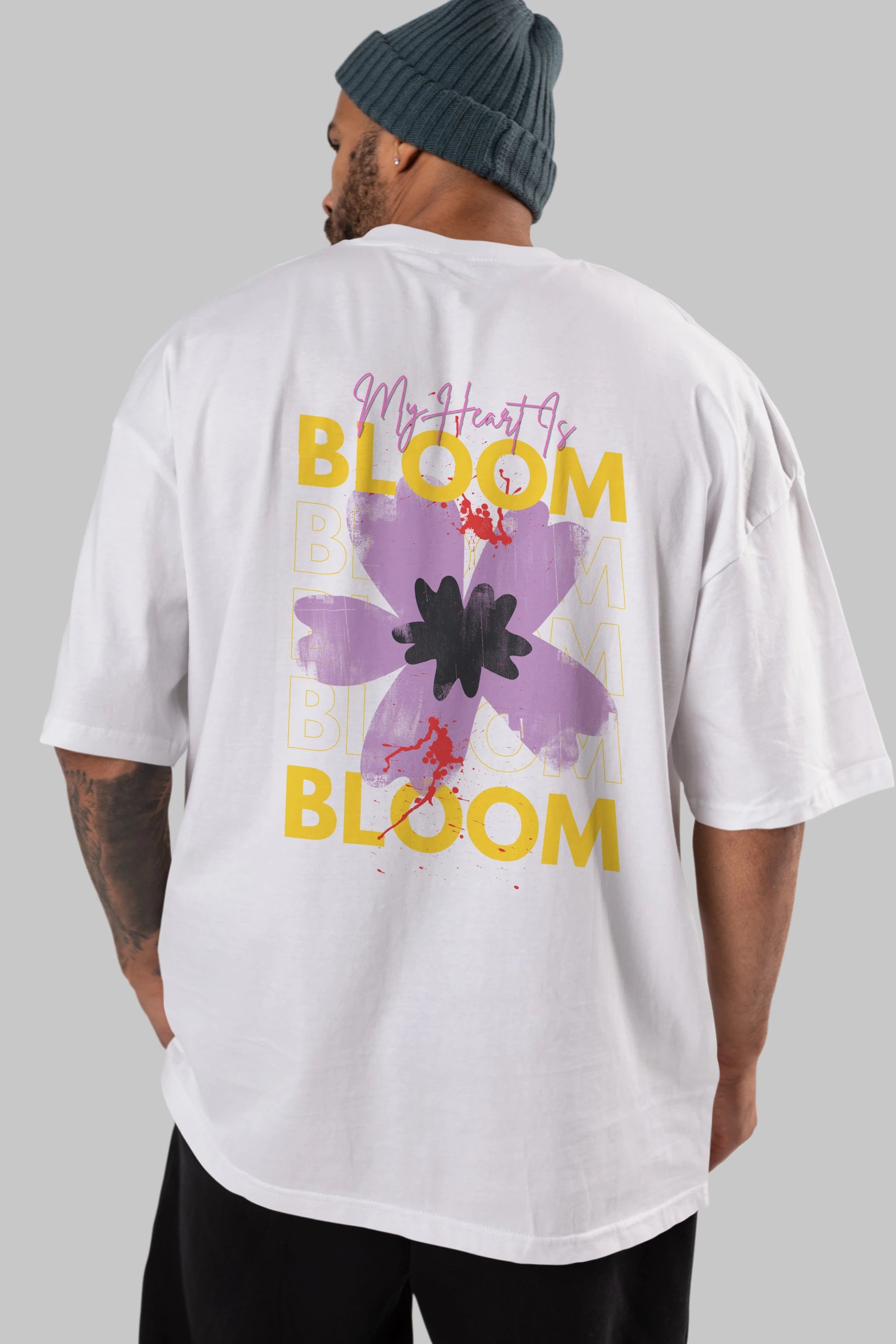 Bloom Yazılı Arka Baskılı Oversize t-shirt Erkek Kadın Unisex