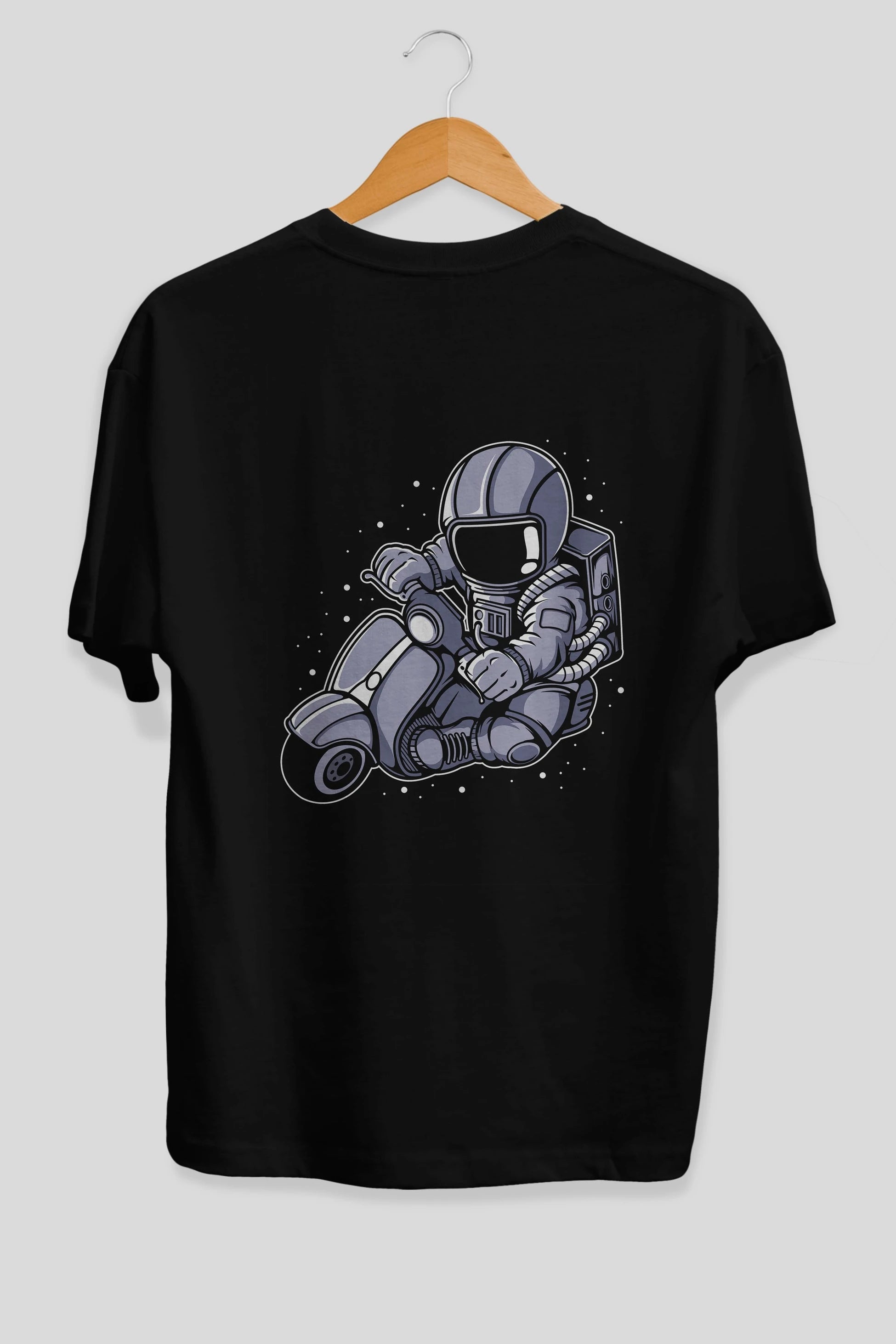 Astronaut Scooter (2) Arka Baskılı Oversize t-shirt Erkek Kadın Unisex