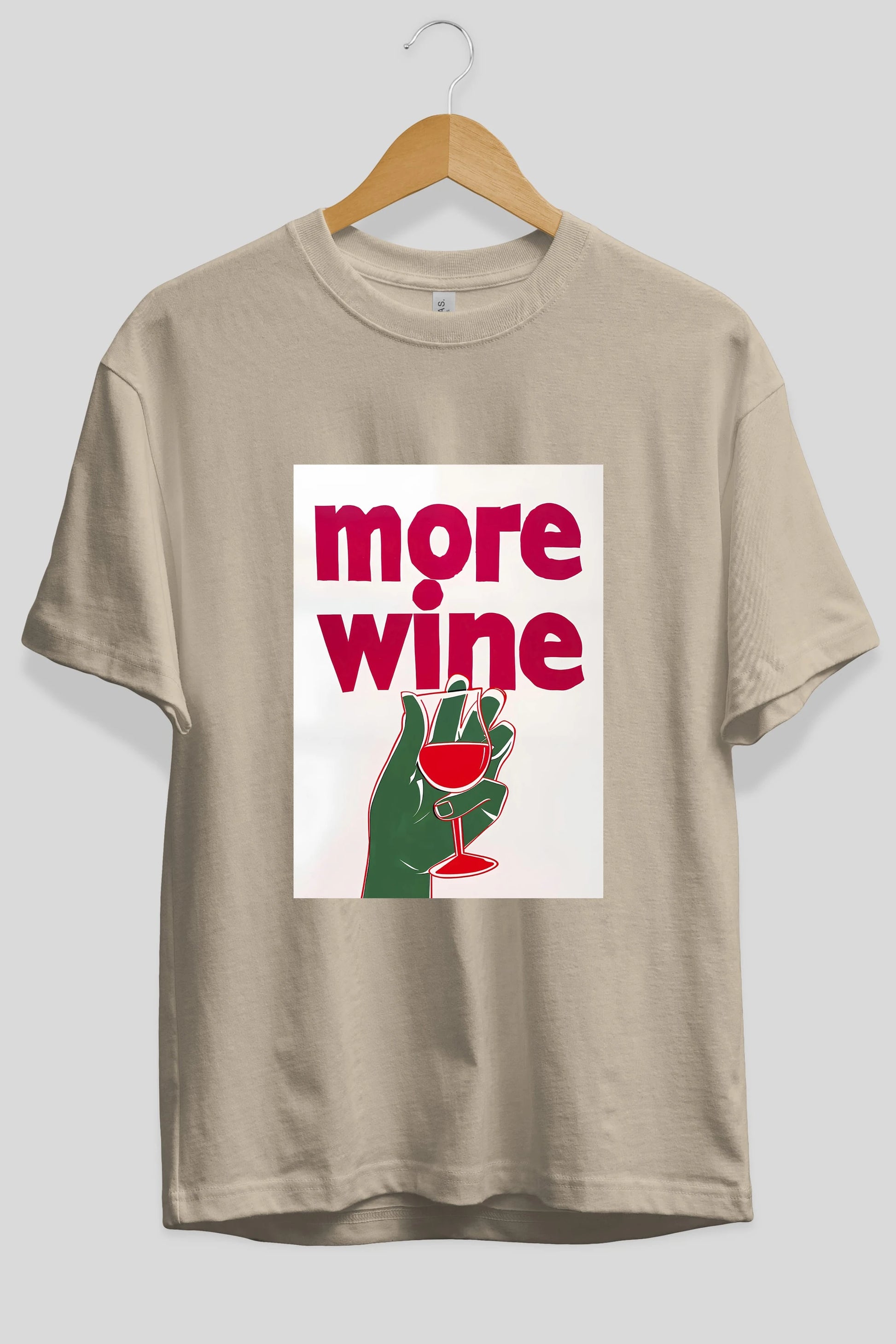 More Wine 3 Ön Baskılı Oversize t-shirt Erkek Kadın Unisex %100 Pamuk Bisiklet Yaka tişort