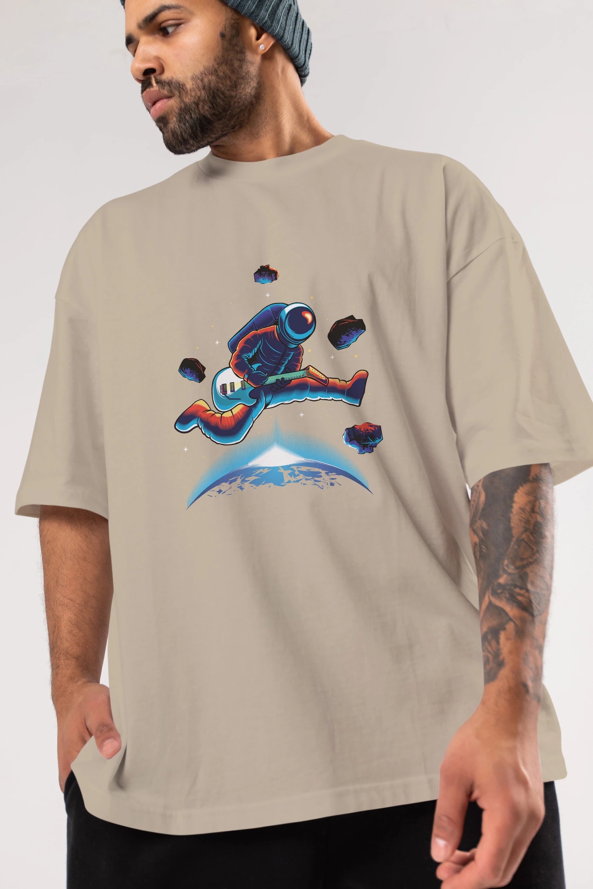 Astroguitar Ön Baskılı Oversize t-shirt Erkek Kadın Unisex
