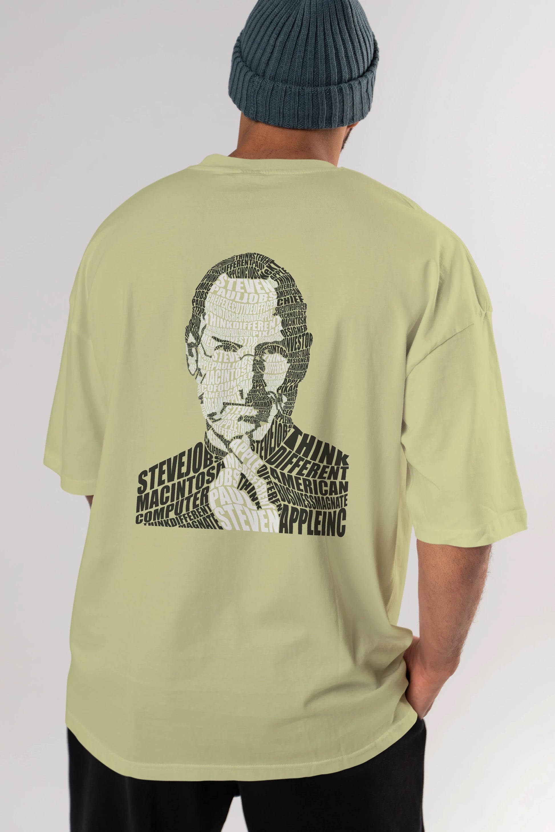 Steve Jobs Calligram Arka Baskılı Oversize t-shirt %100 pamuk Erkek Kadın Unisex