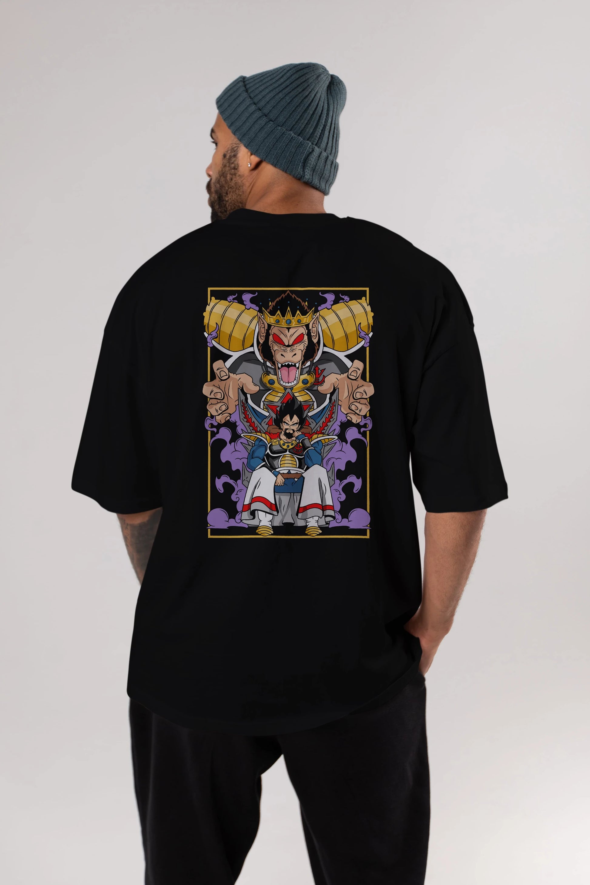 DragonBall ReyVegeta Anime Arka Baskılı Oversize t-shirt Erkek Kadın Unisex