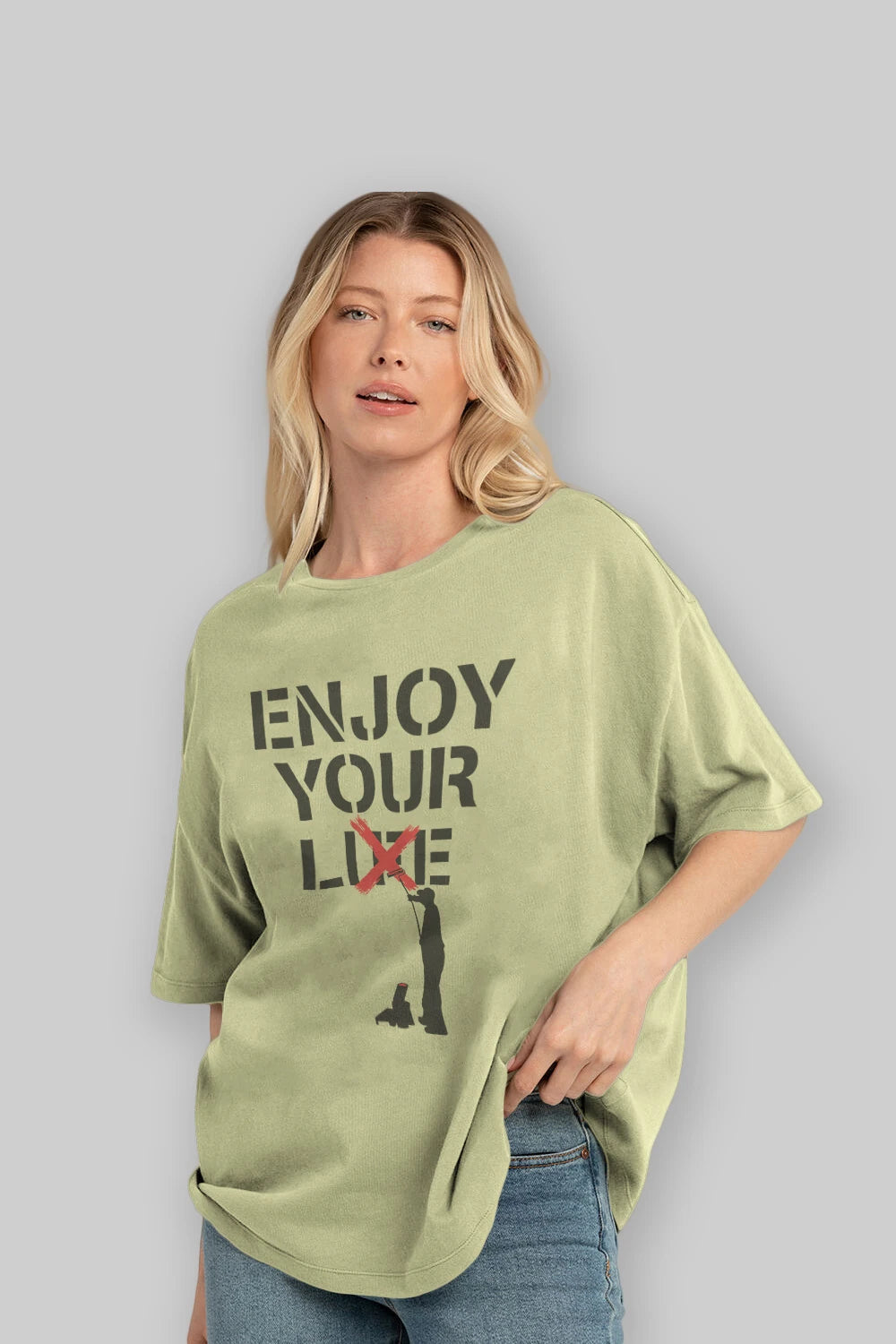 Enjoy Your Lie Ön Baskılı Oversize t-shirt %100 pamuk Erkek Kadın Unisex