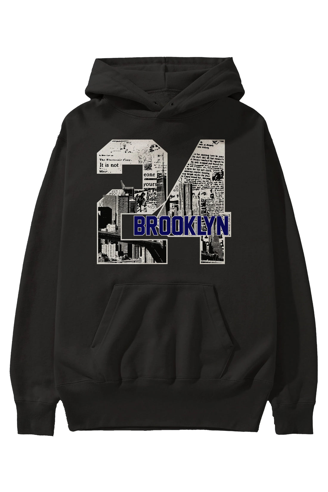 Brooklyn 24 Ön Baskılı Hoodie Oversize Kapüşonlu Sweatshirt Erkek Kadın Unisex