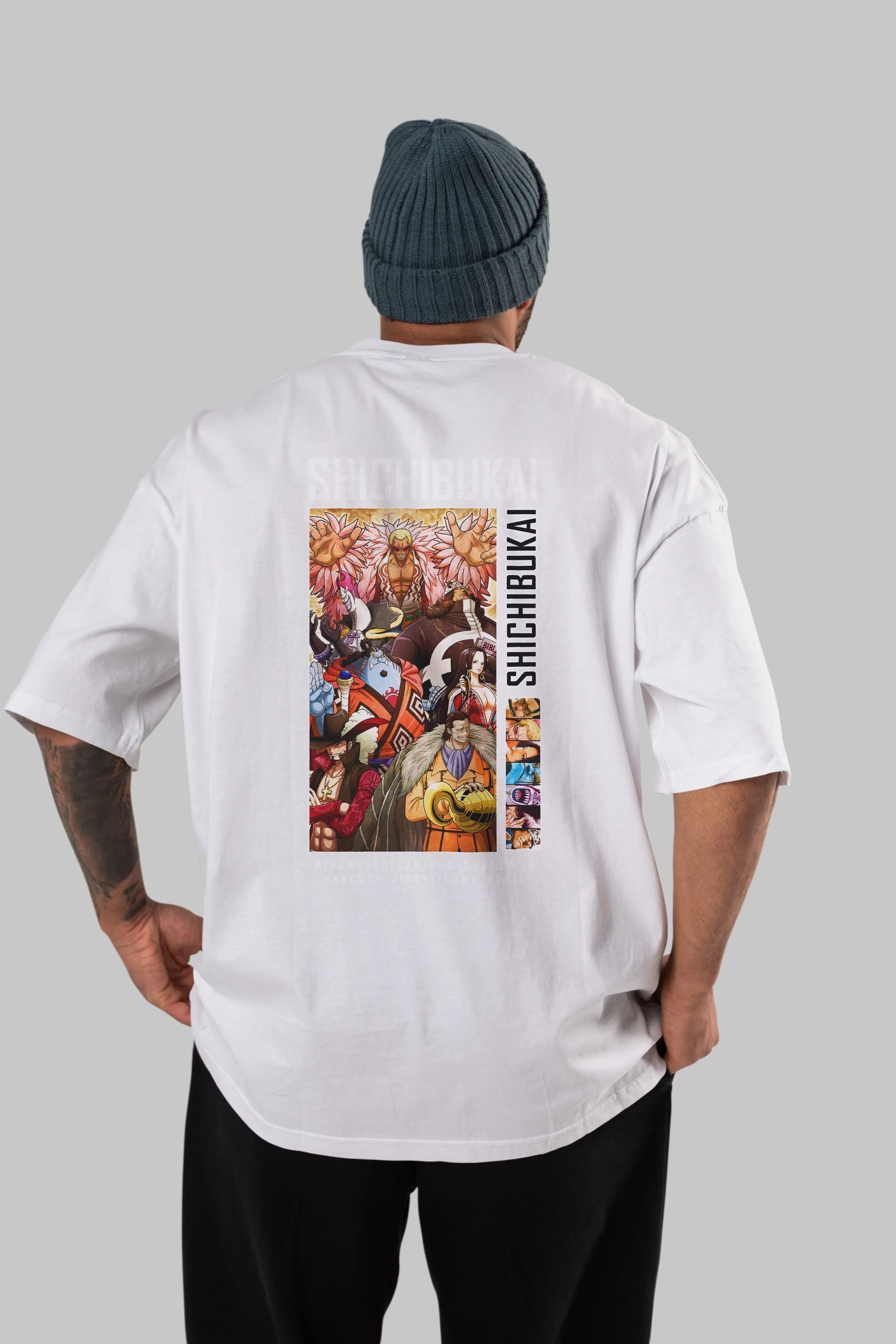 Shichibukai Anime Arka Baskılı Oversize t-shirt Erkek Kadın Unisex %100 pamuk tişort