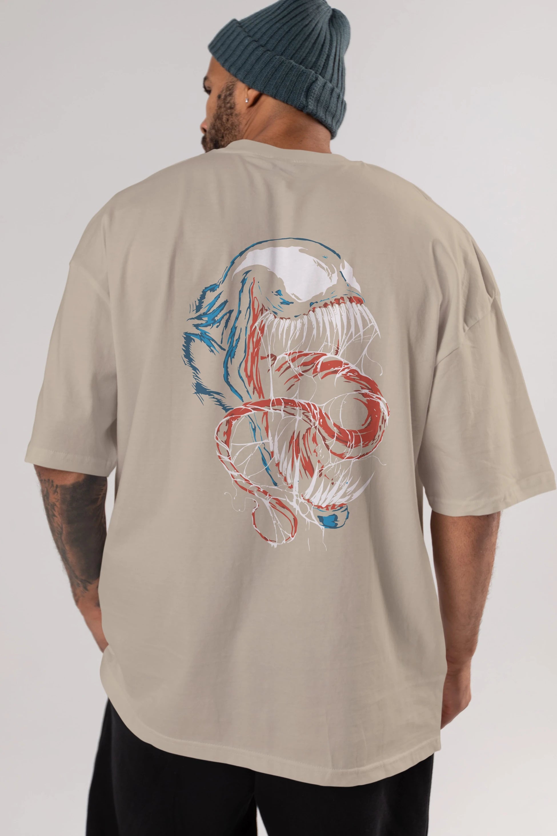 Venom (10) Arka Baskılı Oversize t-shirt Erkek Kadın Unisex %100 Pamuk Bisiklet Yaka tişort
