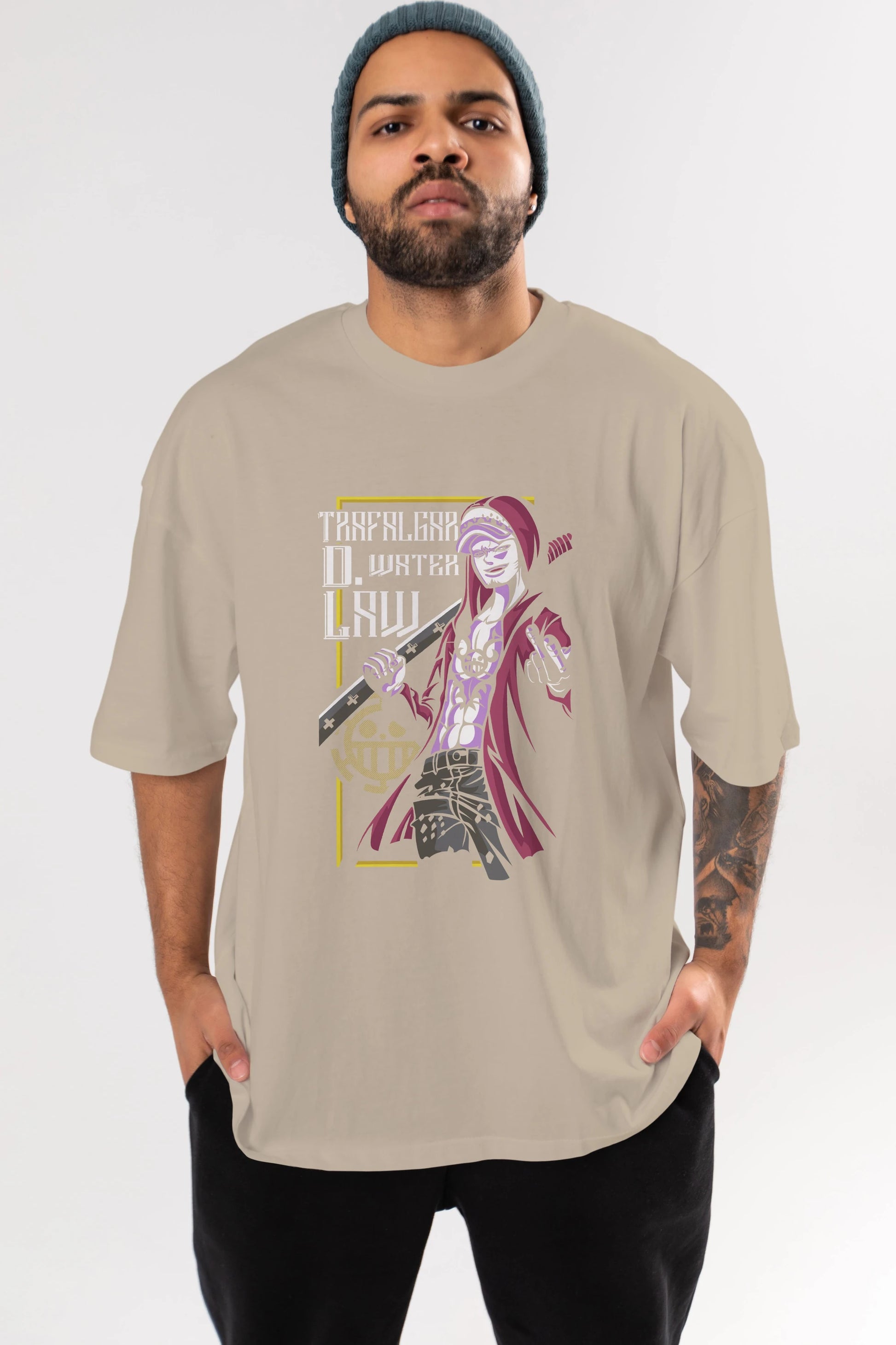 Trafalgar D. Water Law Anime Ön Baskılı Oversize t-shirt Erkek Kadın Unisex