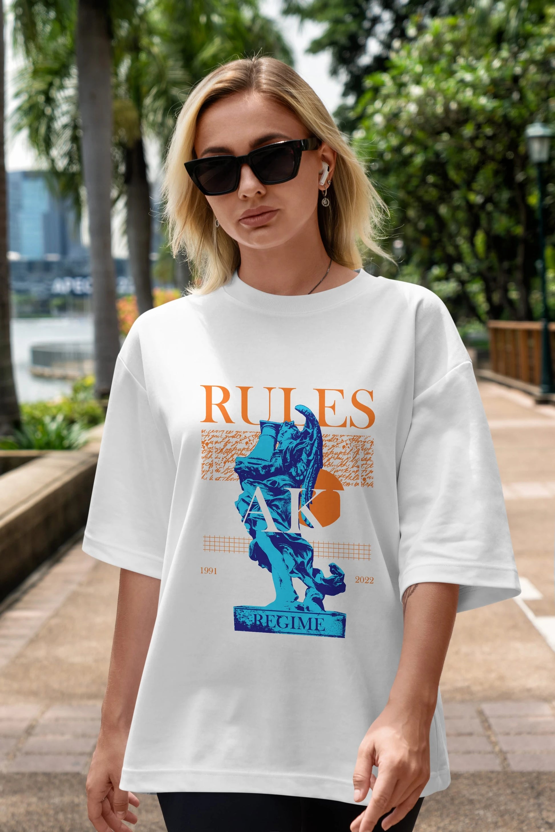 Rules Fake Ön Baskılı Oversize t-shirt Erkek Kadın Unisex