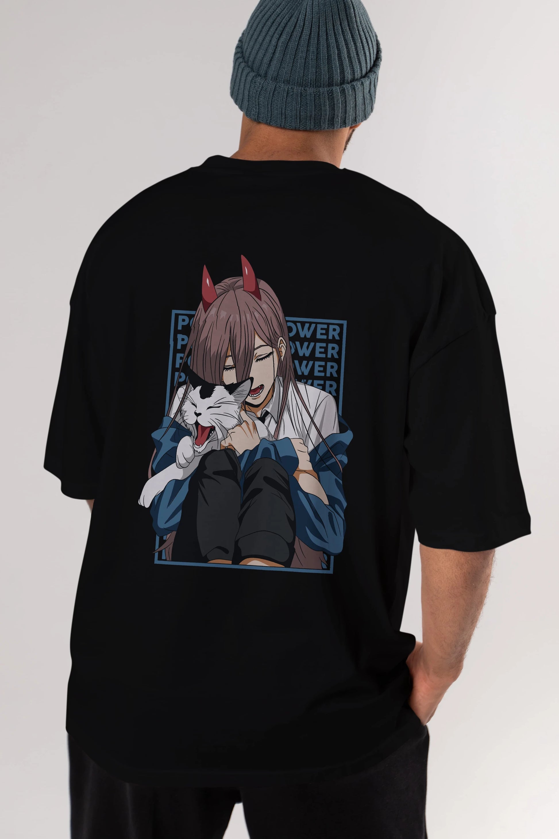 POWER CHAINSAWMAN Anime Arka Baskılı Oversize t-shirt Erkek Kadın Unisex