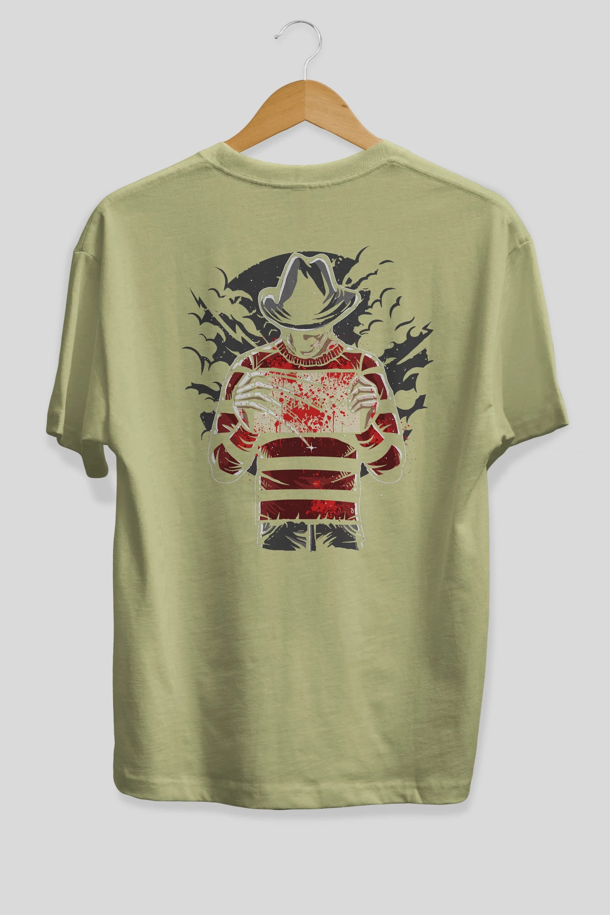 Freddy Will Kill For Food Arka Baskılı Oversize t-shirt Erkek Kadın Unisex %100 Pamuk