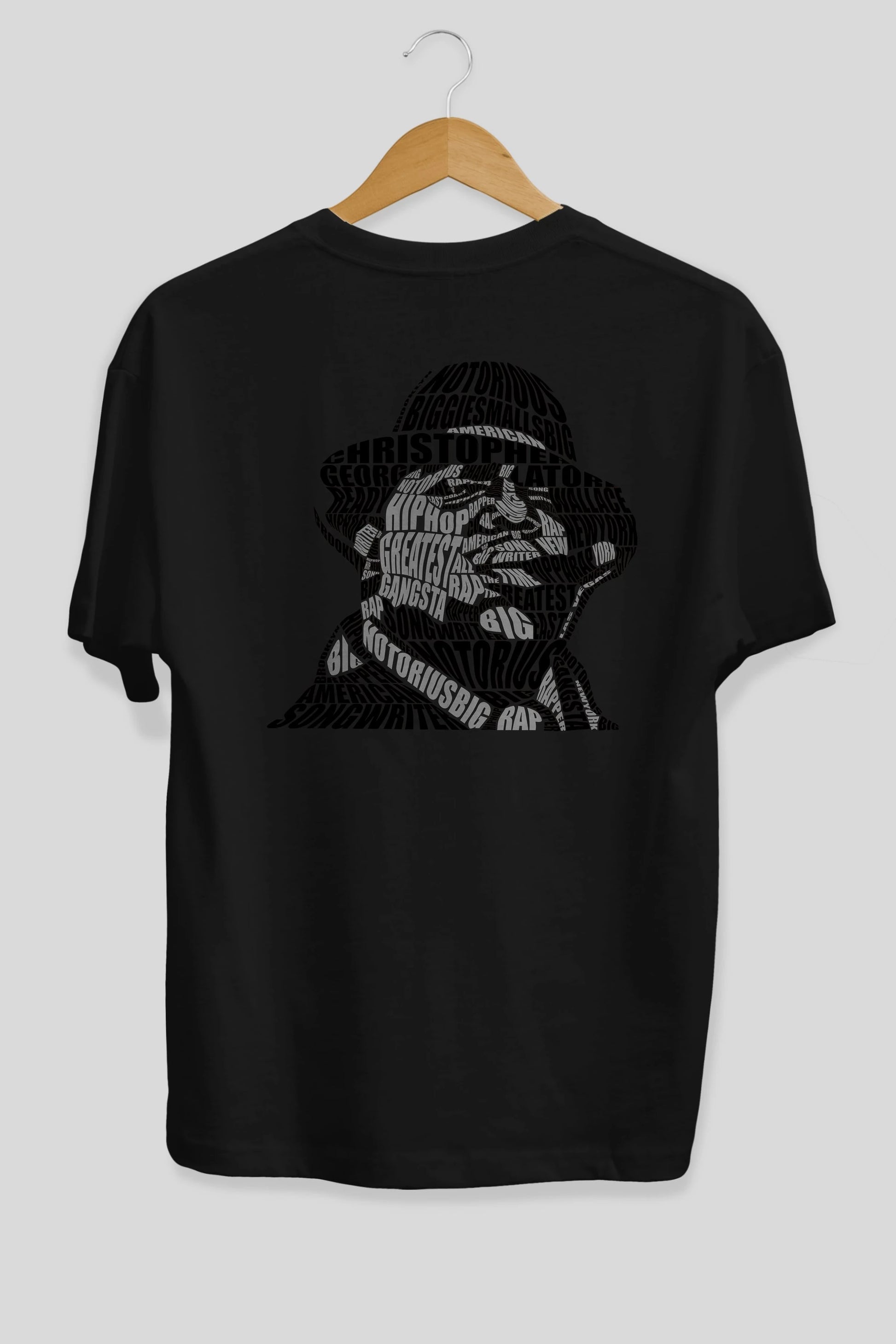 Notorious Big Calligram Arka Baskılı Oversize t-shirt %100 pamuk Erkek Kadın Unisex