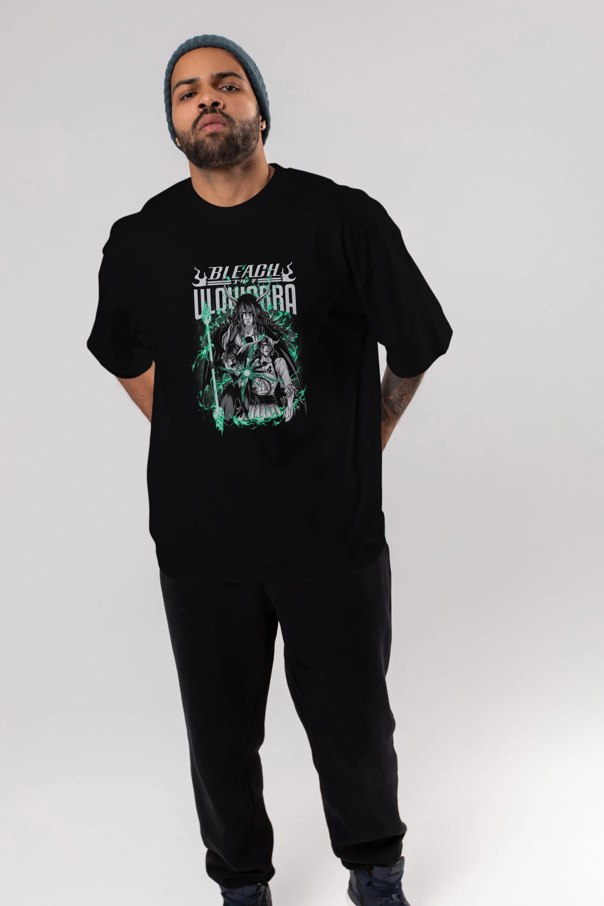 BLEACH(ULQUIARRA) Anime Ön Baskılı Oversize t-shirt %100 pamuk Erkek Kadın Unisex
