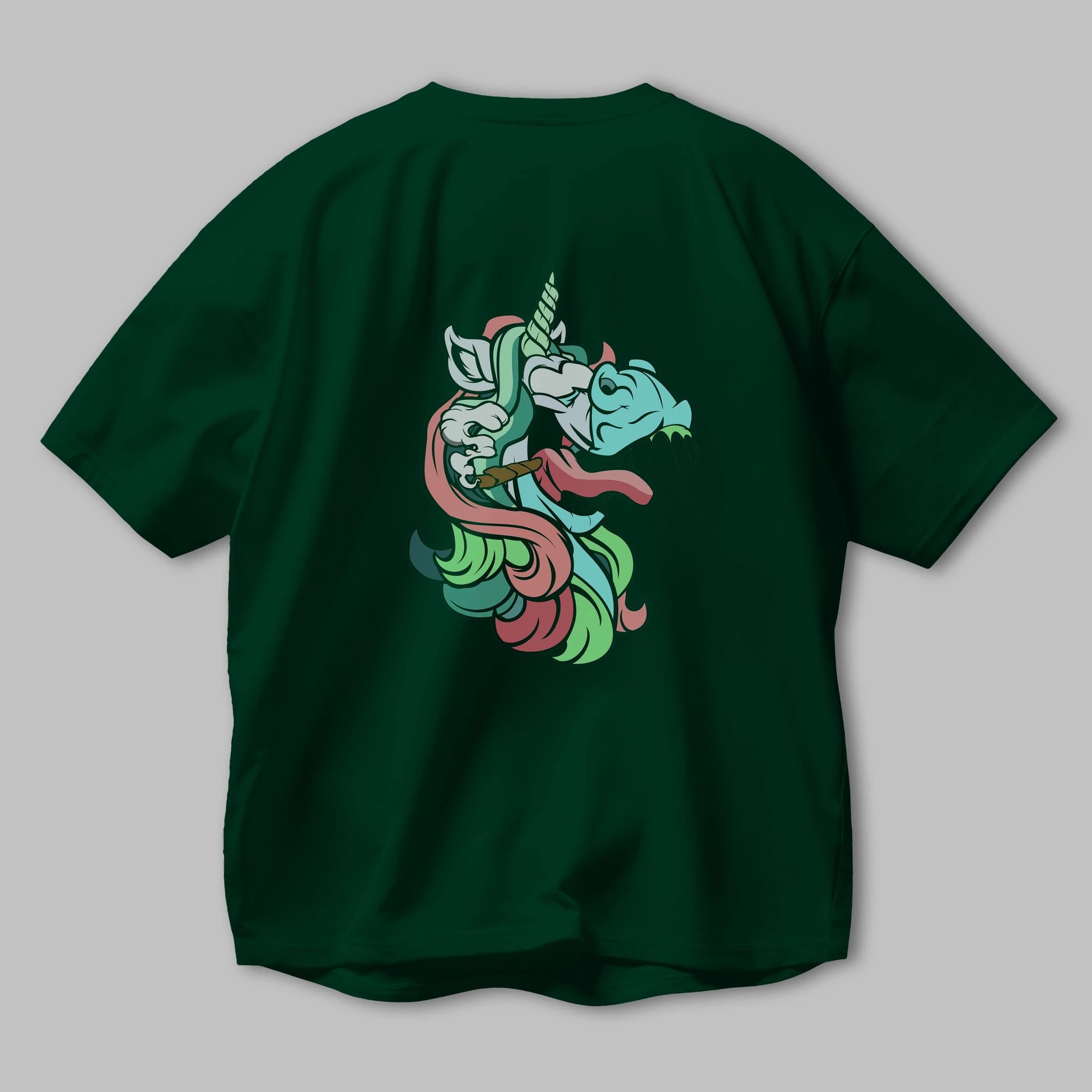Crazy Unicorn Arka Baskılı Oversize t-shirt Erkek Kadın Unisex %100 Pamuk tişort