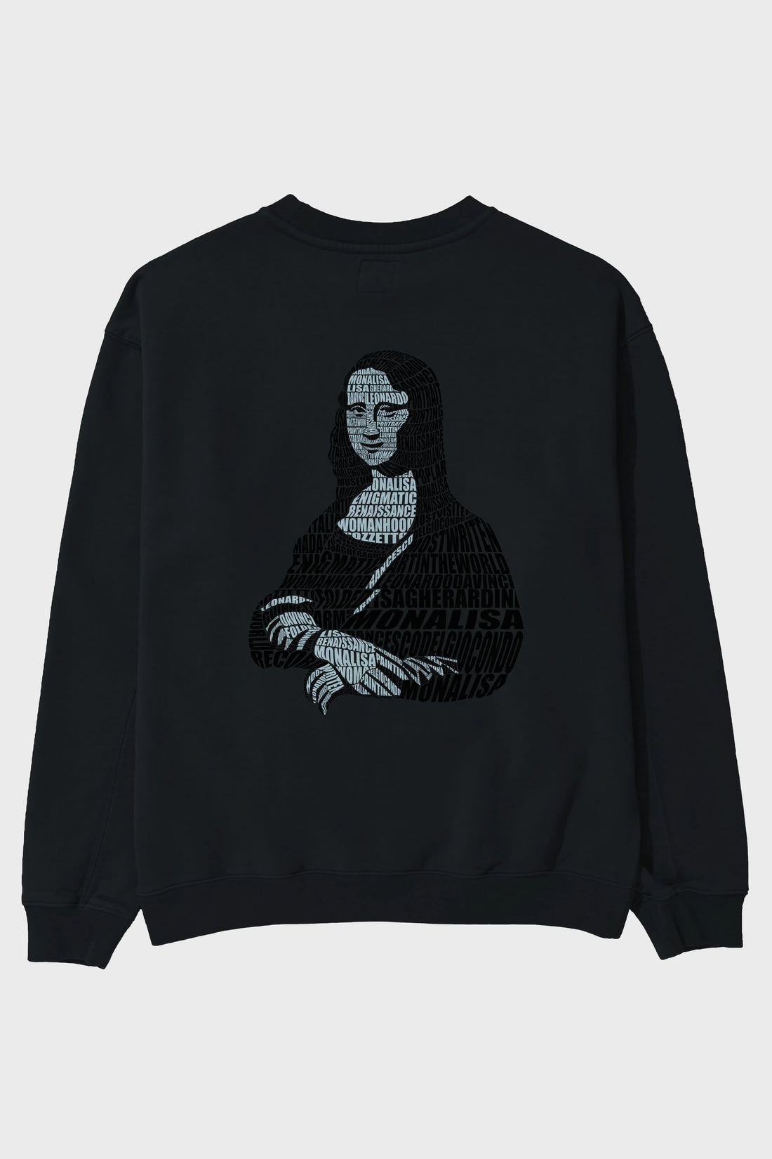 Mona Lisa Calligram Arka Baskılı Oversize Sweatshirt Erkek Kadın Unisex