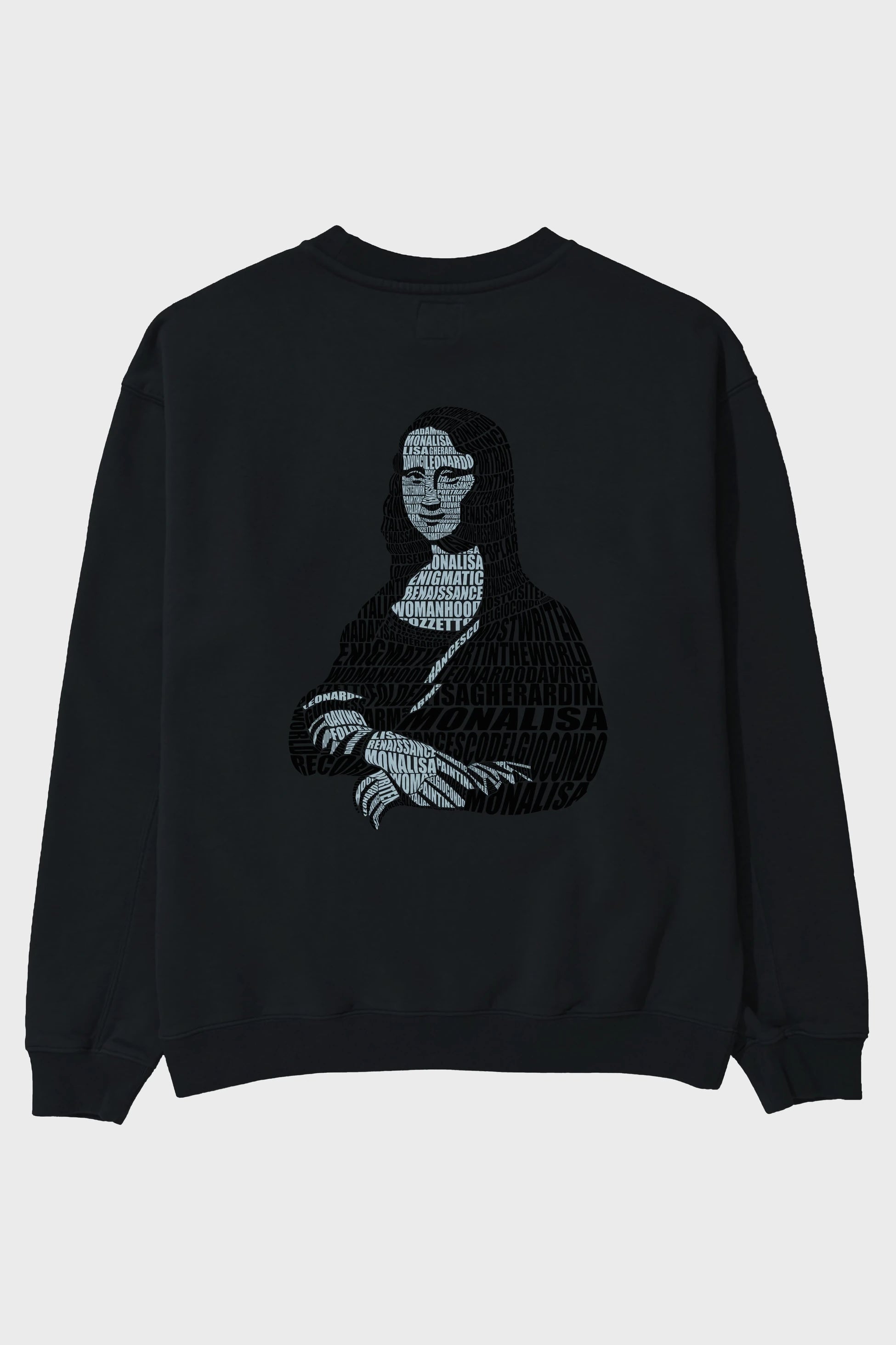 Mona Lisa Calligram Arka Baskılı Oversize Sweatshirt Erkek Kadın Unisex