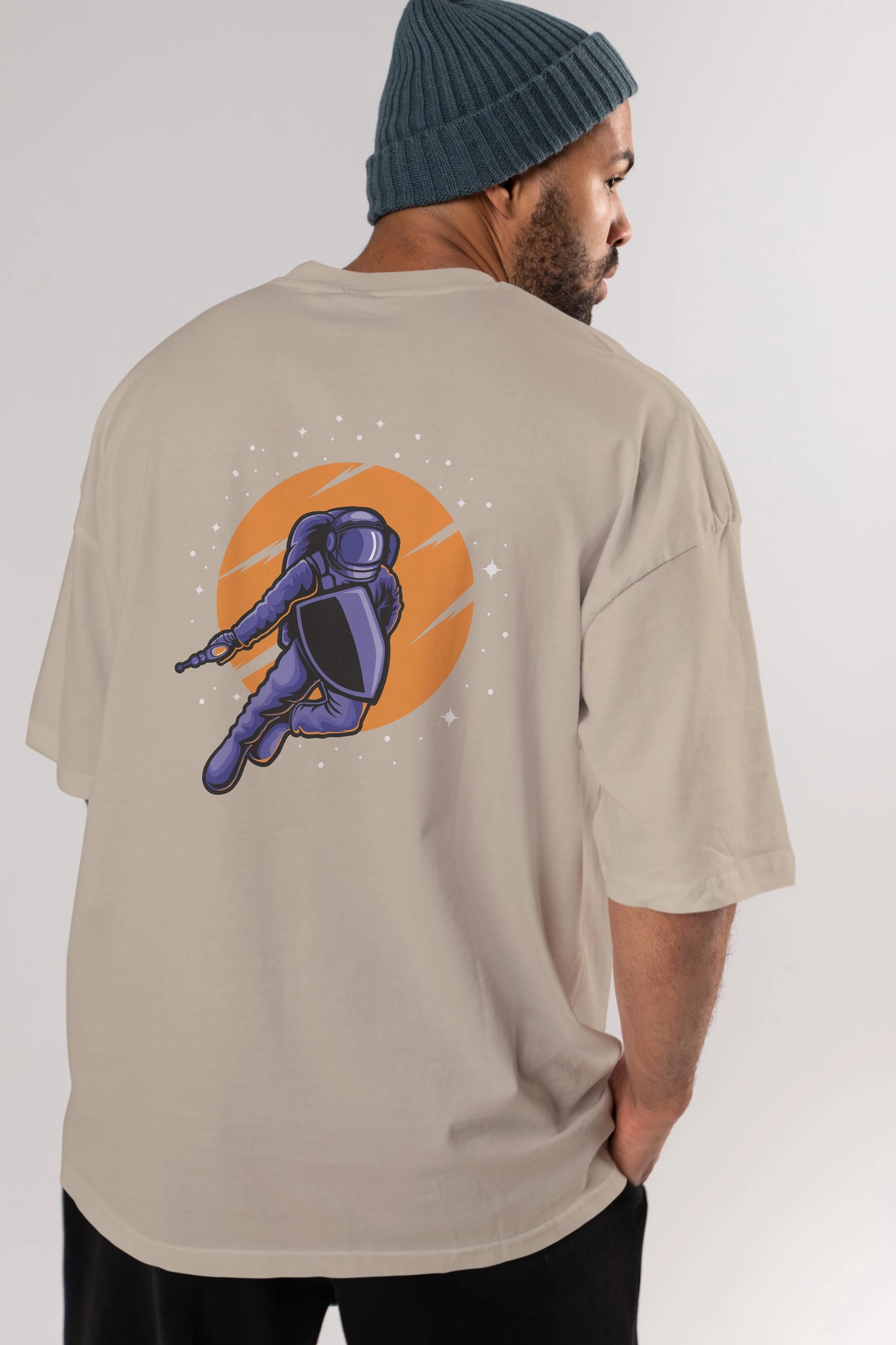 Astro Wars Arka Baskılı Oversize t-shirt Erkek Kadın Unisex