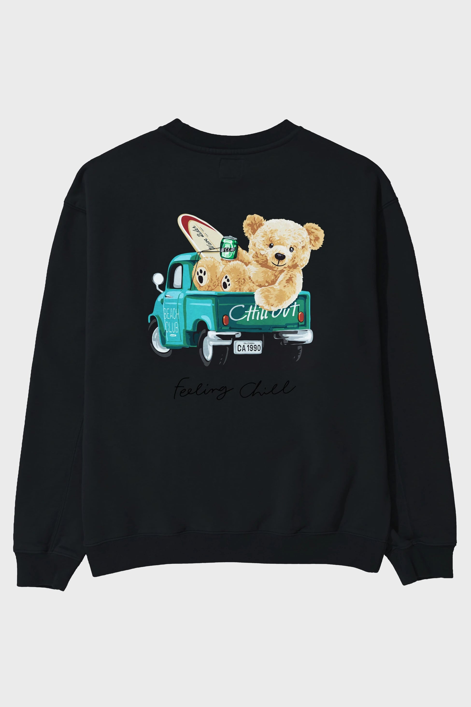 Teddy Bear Chill Out Arka Baskılı Oversize Sweatshirt Erkek Kadın Unisex