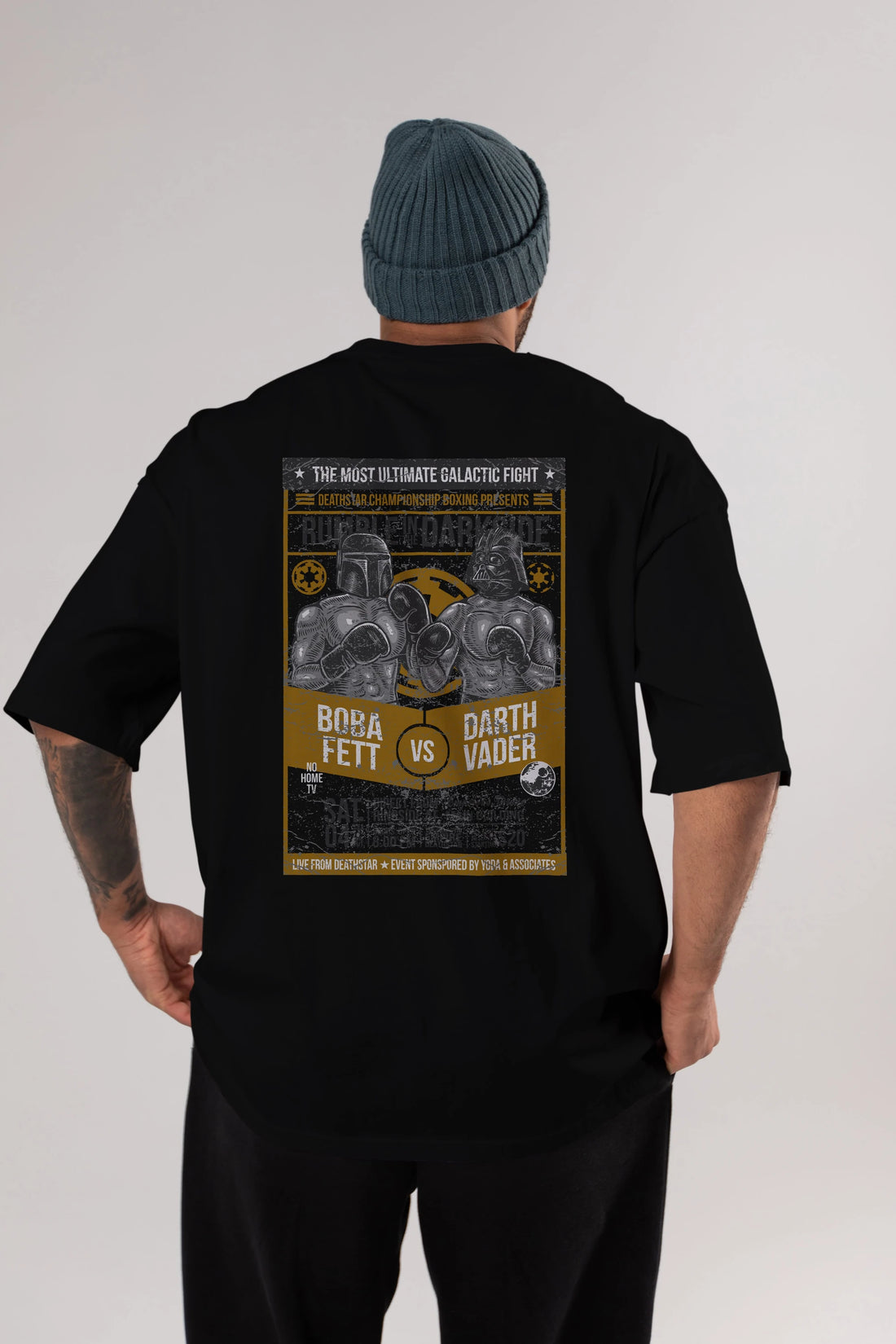 Rumble In The Darkside Arka Baskılı Oversize t-shirt Erkek Kadın Unisex %100 Pamuk