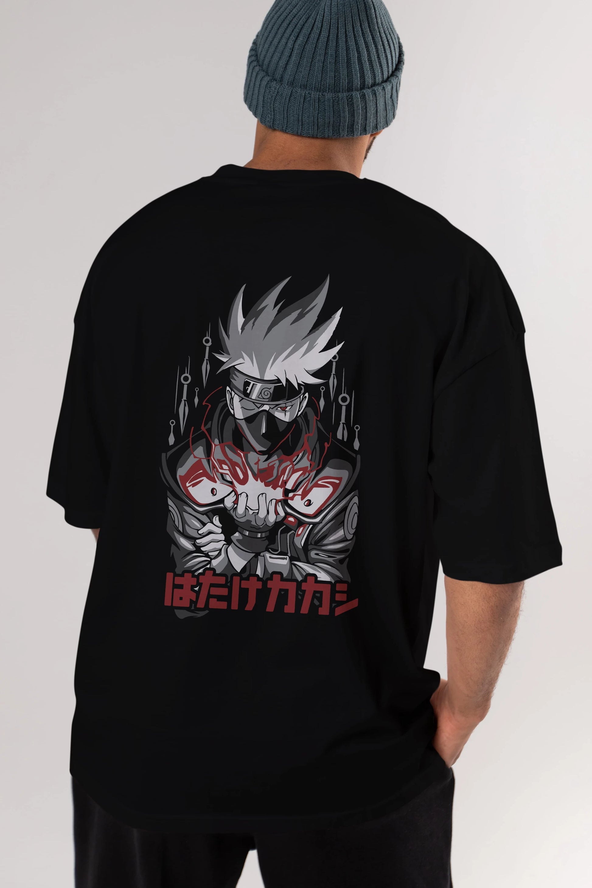 KAKASHI HATAKE NARUTO 1 Anime Arka Baskılı Oversize t-shirt Erkek Kadın Unisex