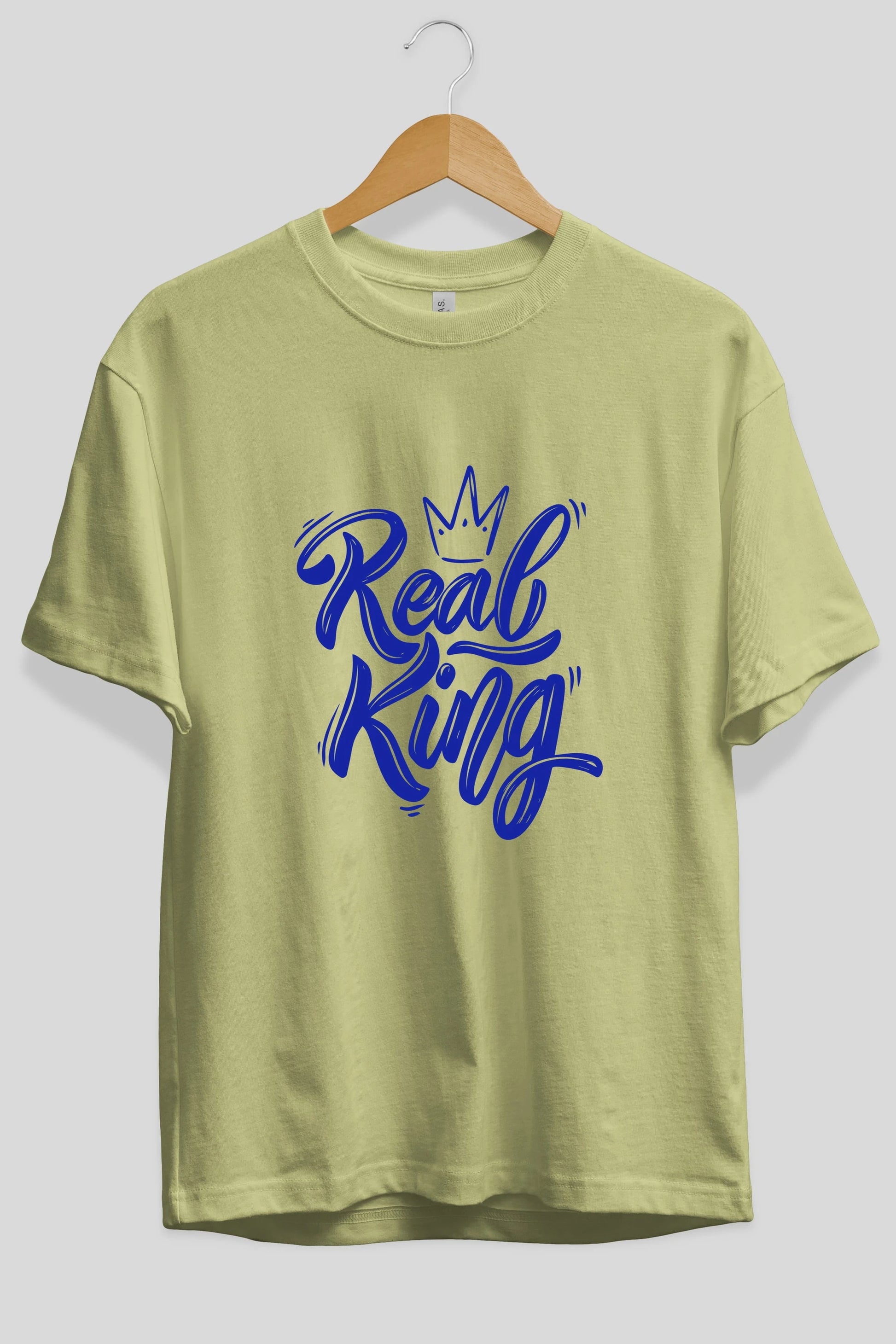 Real King Yazılı Ön Baskılı Oversize t-shirt Erkek Kadın Unisex