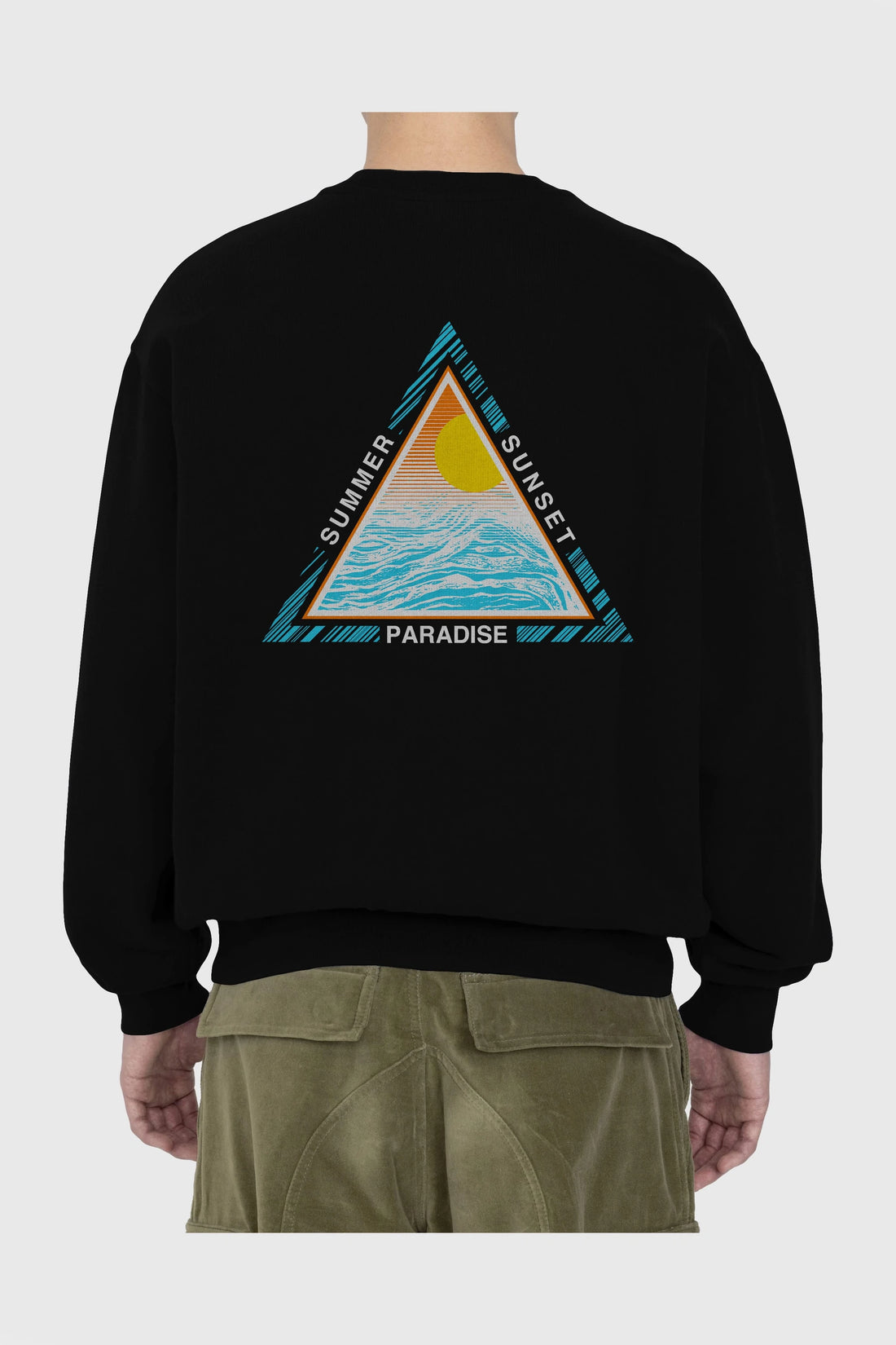 Summer Sunset Paradise Arka Baskılı Oversize Sweatshirt Erkek Kadın Unisex