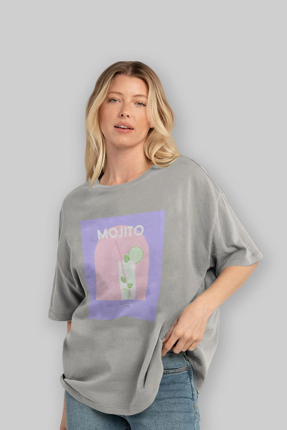 Mojito 2 Ön Baskılı Oversize t-shirt Erkek Kadın Unisex %100 Pamuk Bisiklet Yaka tişort