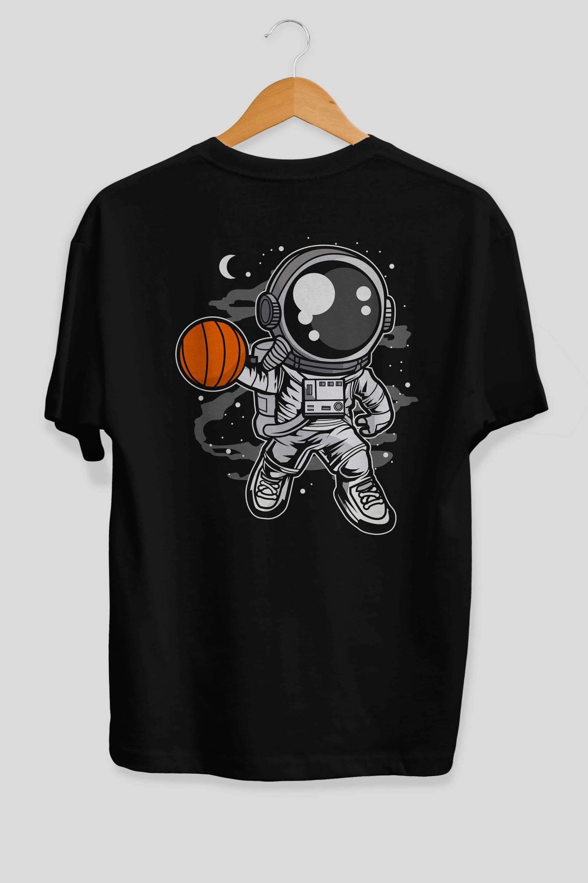 Astronaut Basketball Arka Baskılı Oversize t-shirt Erkek Kadın Unisex