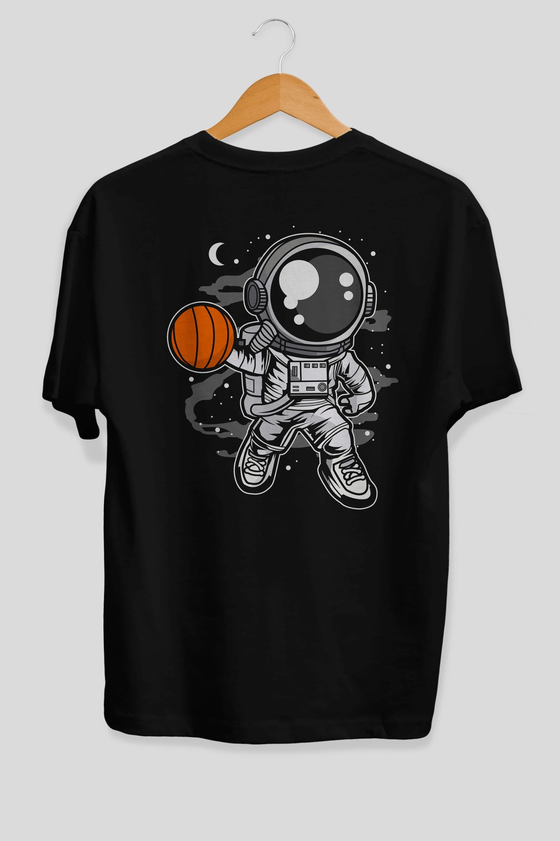 Astronaut Basketball Arka Baskılı Oversize t-shirt Erkek Kadın Unisex