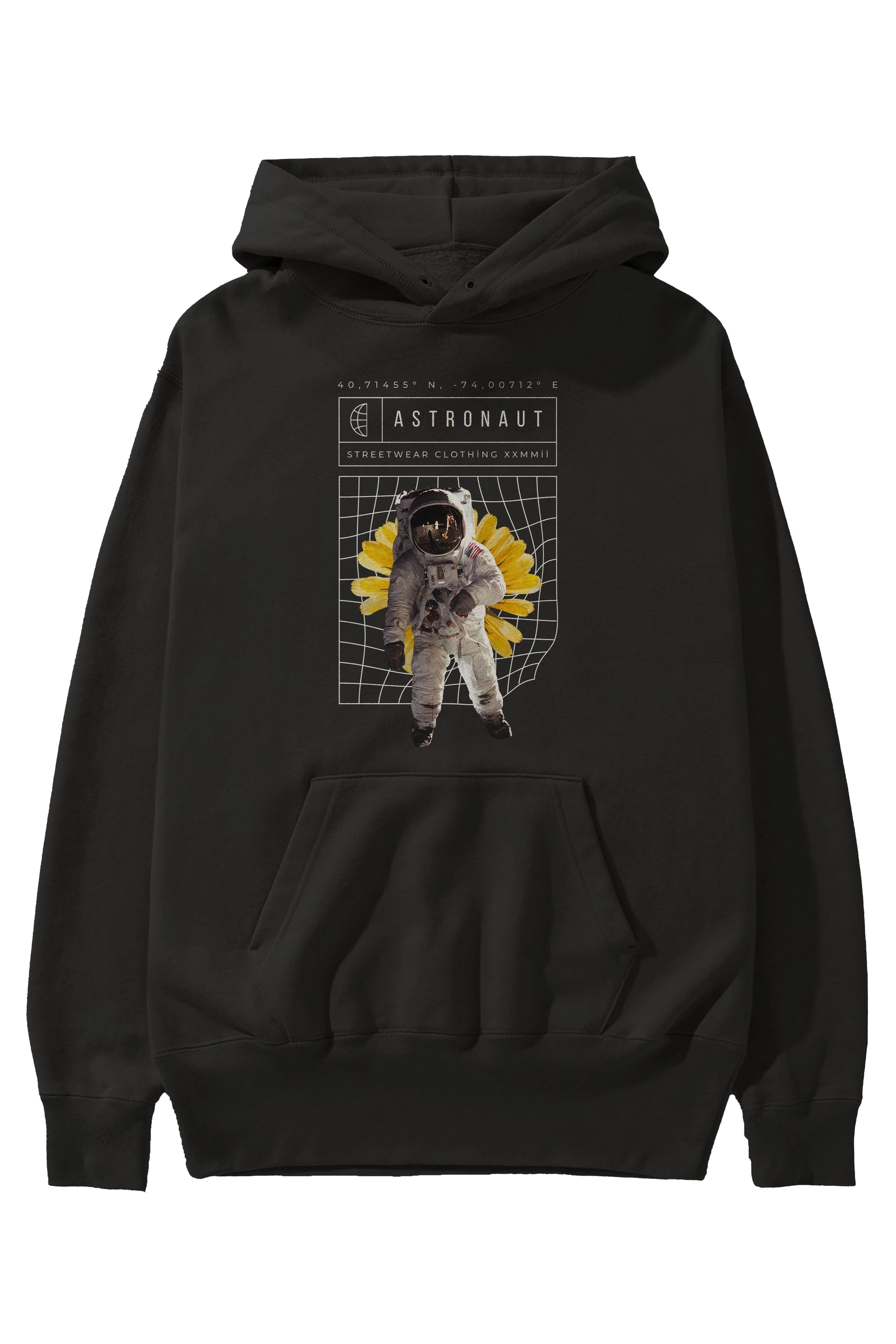 Astronaut Streetwear Ön Baskılı Oversize Hoodie Kapüşonlu Sweatshirt Erkek Kadın Unisex