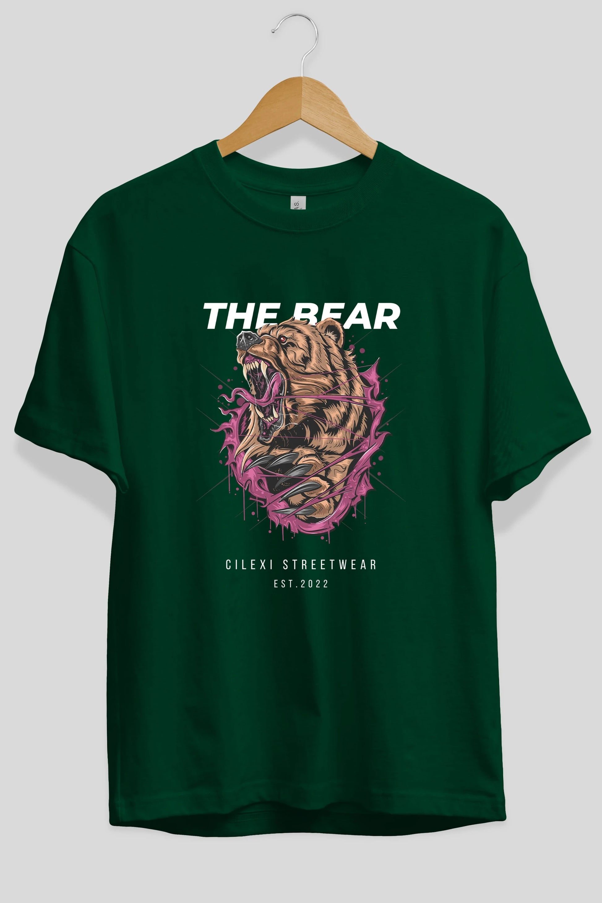 The Bear Ön Baskılı Oversize t-shirt Erkek Kadın Unisex %100 Pamuk