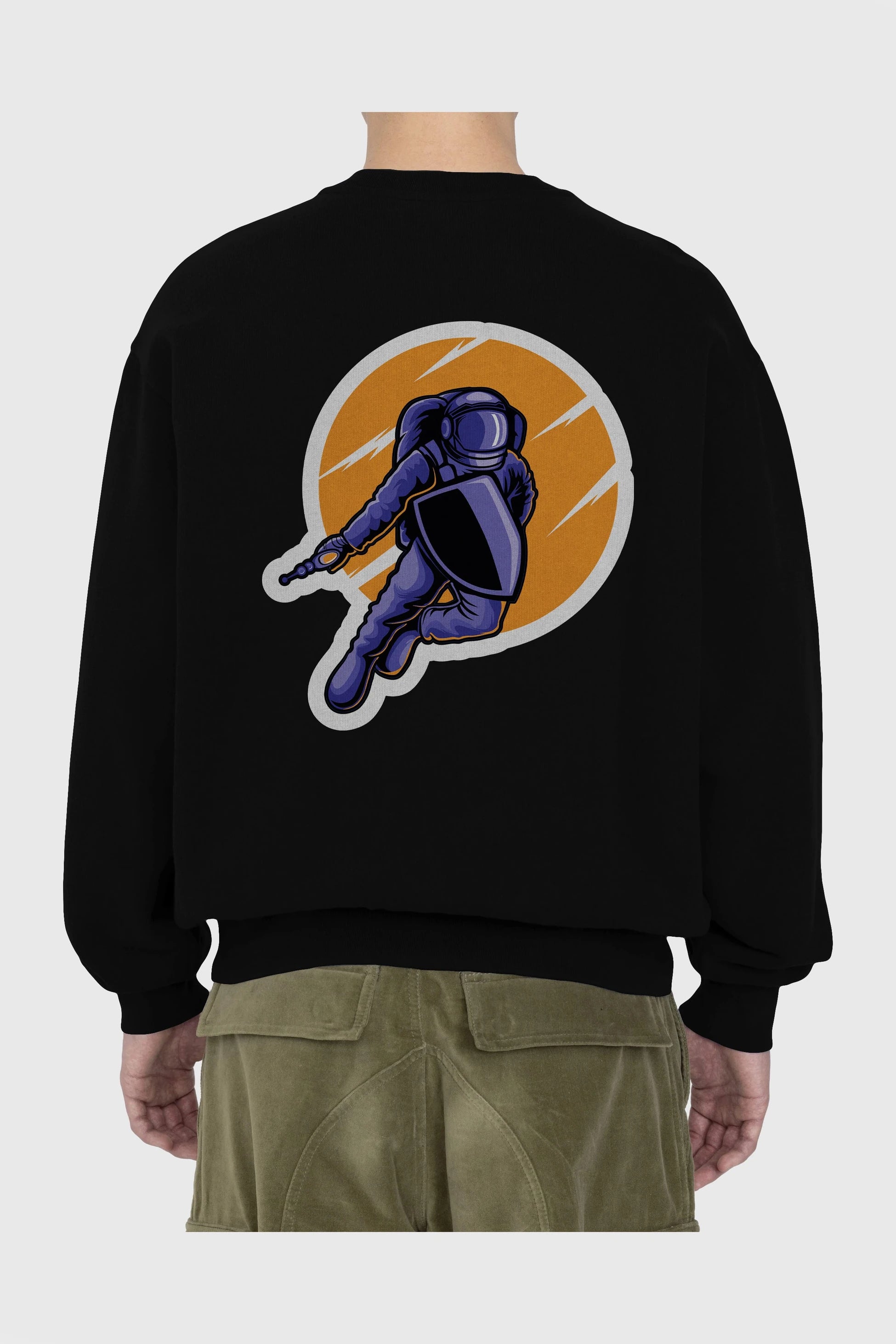 Astro Wars Sticker Arka Baskılı Oversize Sweatshirt Erkek Kadın Unisex