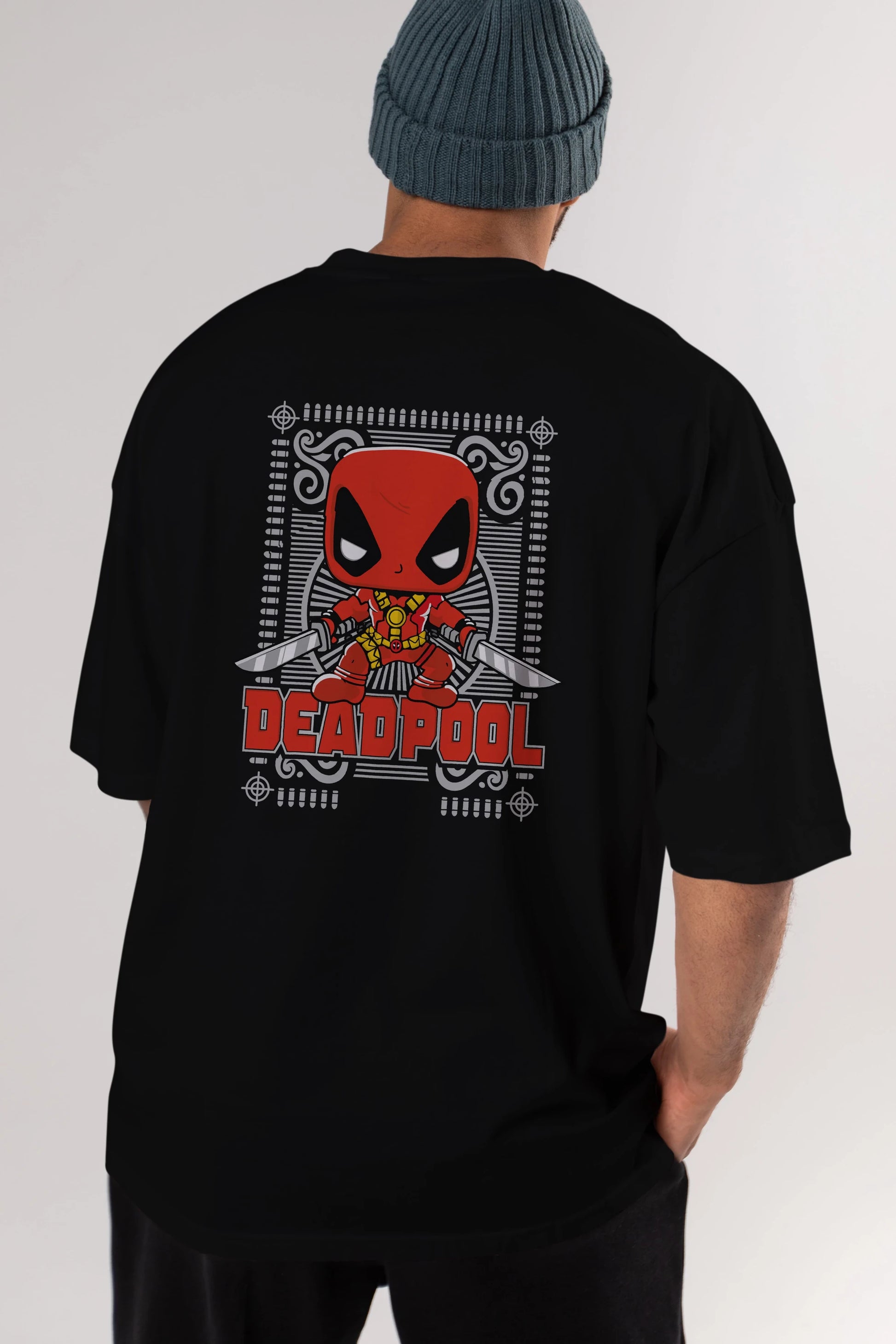 Deadpool (17) Arka Baskılı Oversize t-shirt Erkek Kadın Unisex %100 Pamuk Bisiklet Yaka tişort