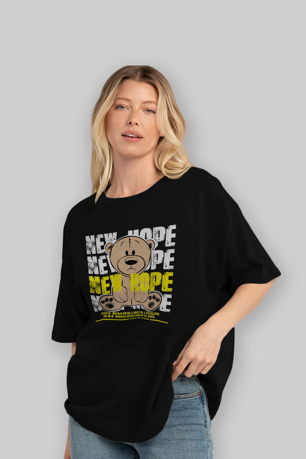 Teddy Bear New Hope Ön Baskılı Oversize t-shirt Erkek Kadın Unisex