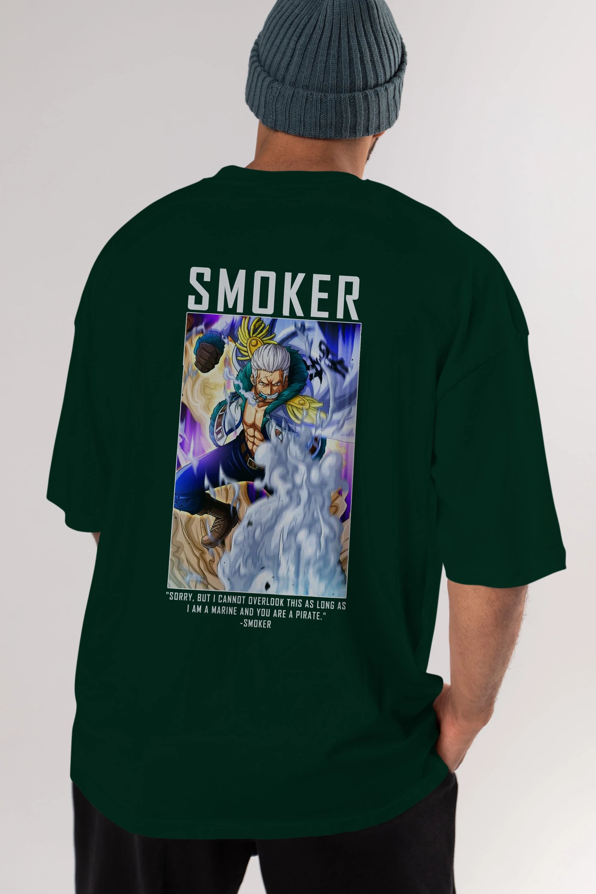 Smoker Anime Arka Baskılı Oversize t-shirt Erkek Kadın Unisex %100 pamuk tişort