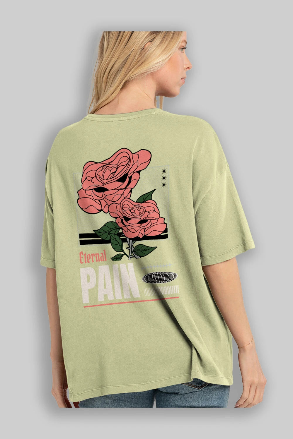 Eternal Pain Arka Baskılı Oversize t-shirt Erkek Kadın Unisex