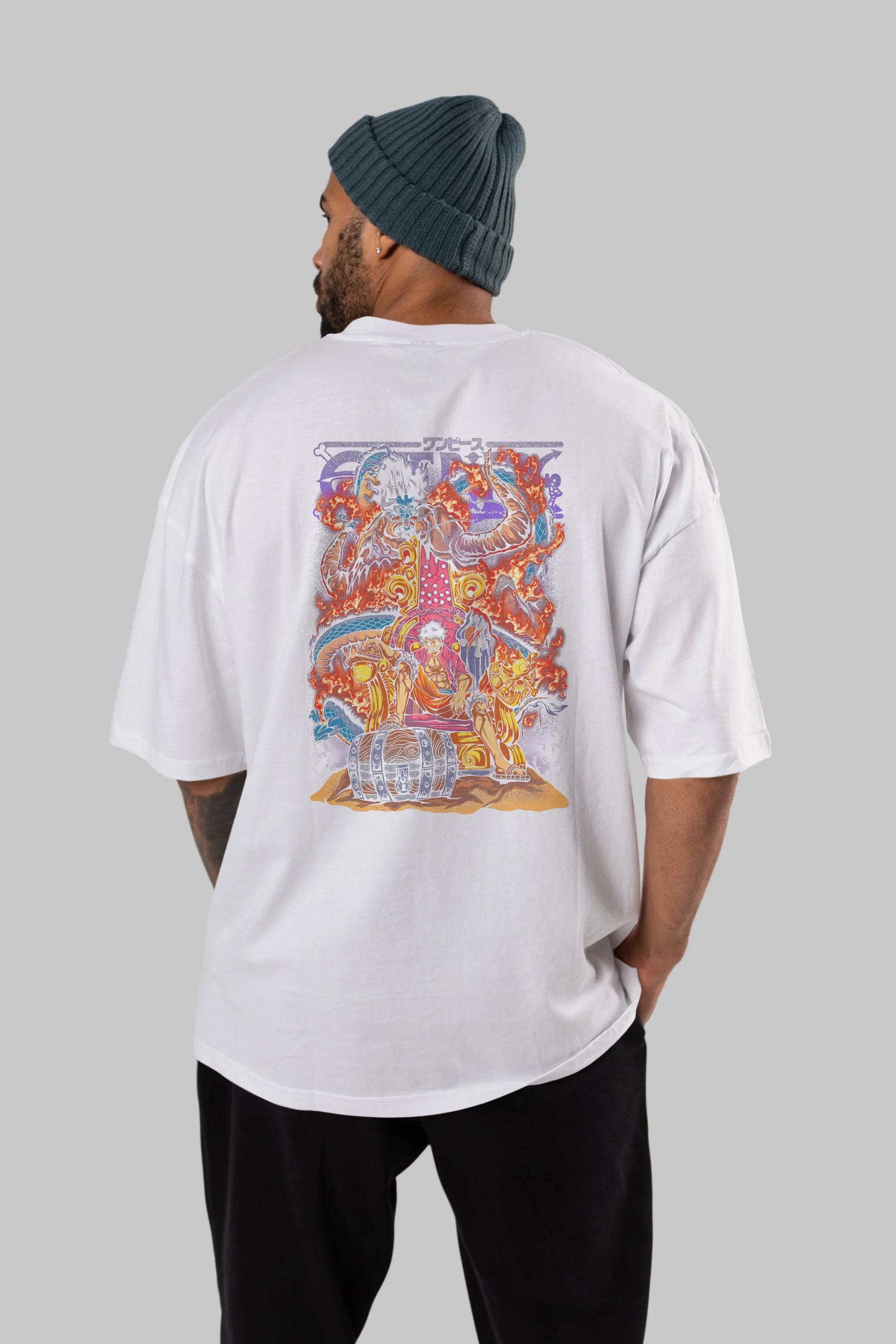 MONKEY D. LUFFY 1 Anime Arka Baskılı Oversize t-shirt Erkek Kadın Unisex