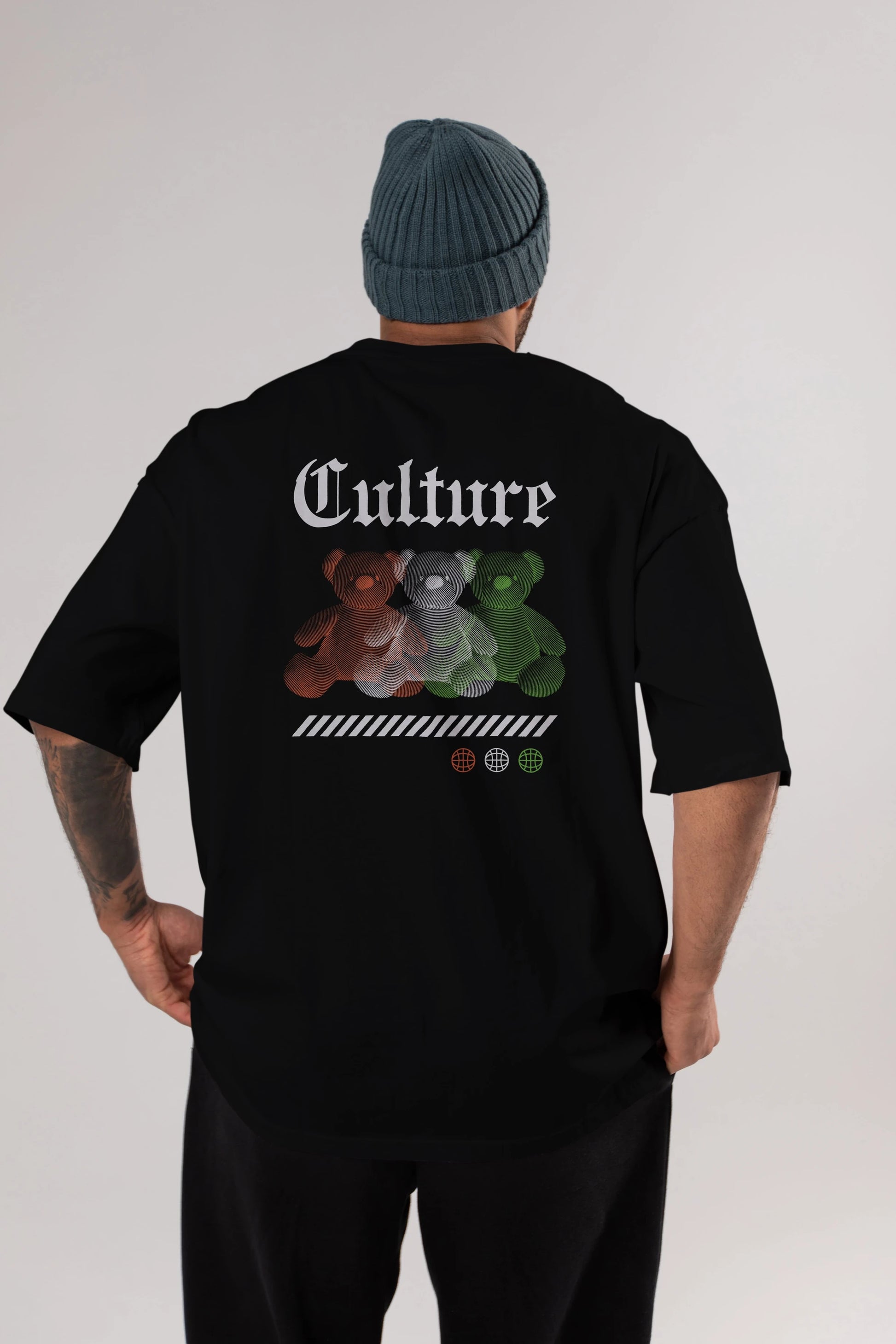 Culture Bear Arka Baskılı Oversize t-shirt Erkek Kadın Unisex