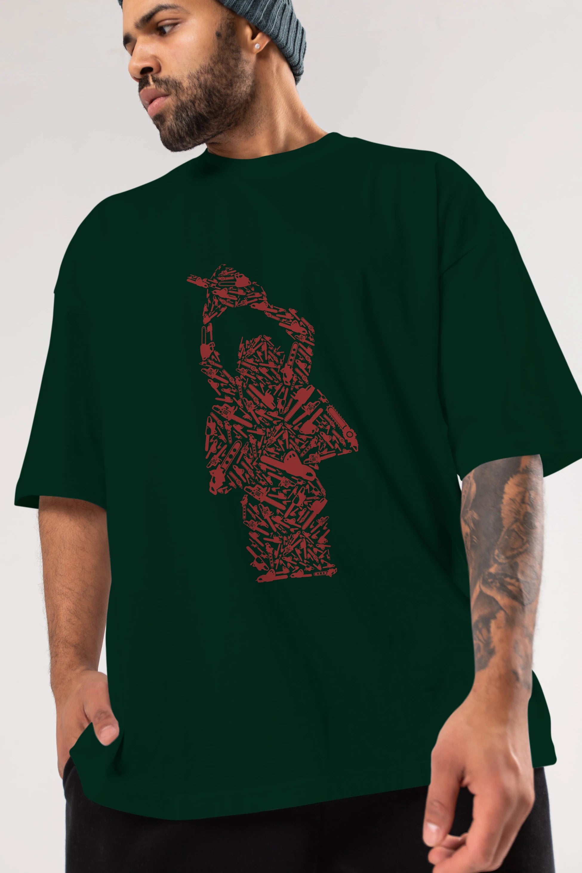 Chainsaw Ön Baskılı Oversize t-shirt %100 pamuk Erkek Kadın Unisex