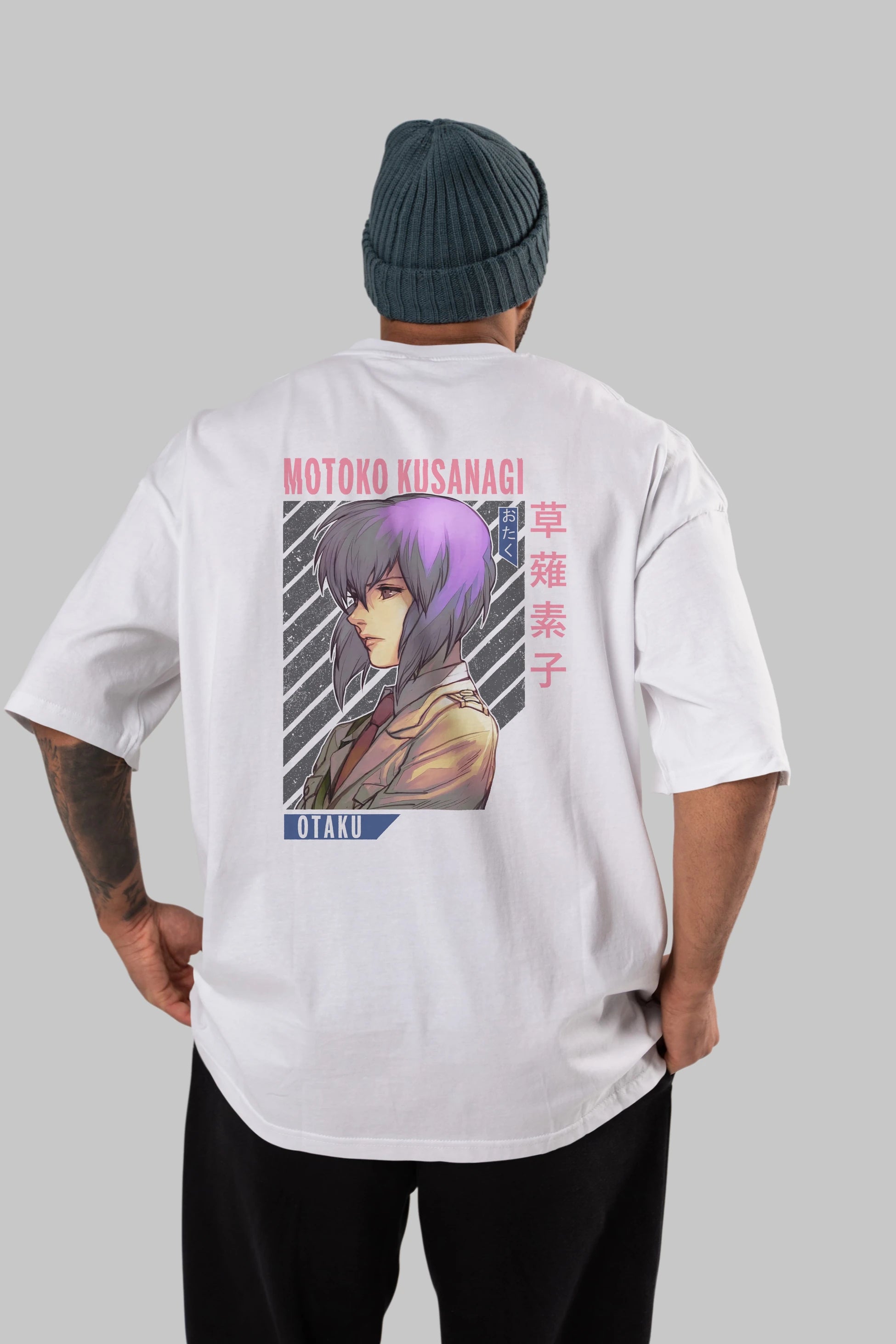 Motoko Kusanagi 4 Anime Arka Baskılı Oversize t-shirt Erkek Kadın Unisex
