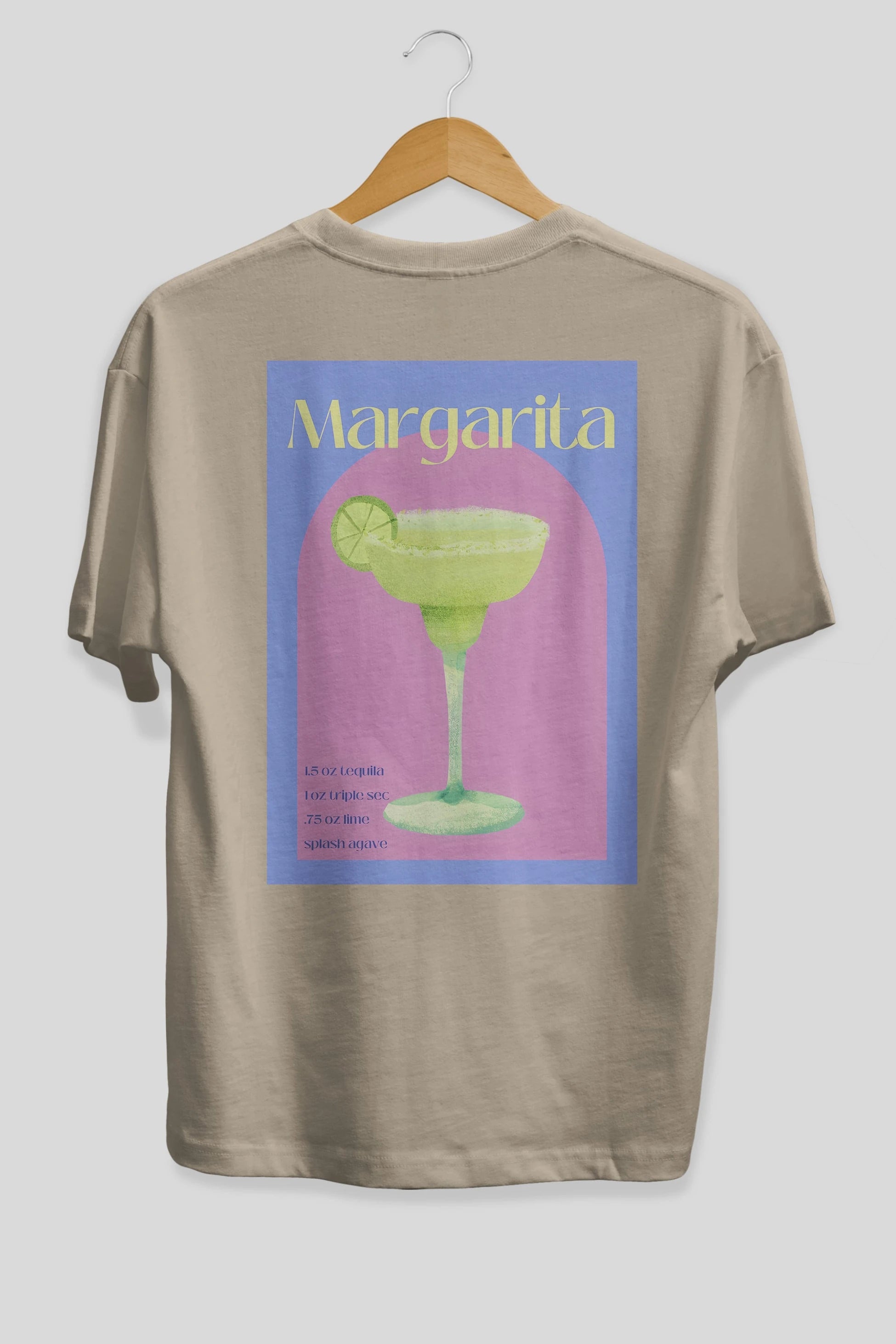 Margarita 6 Arka Baskılı Oversize t-shirt Erkek Kadın Unisex %100 Pamuk Bisiklet Yaka tişort