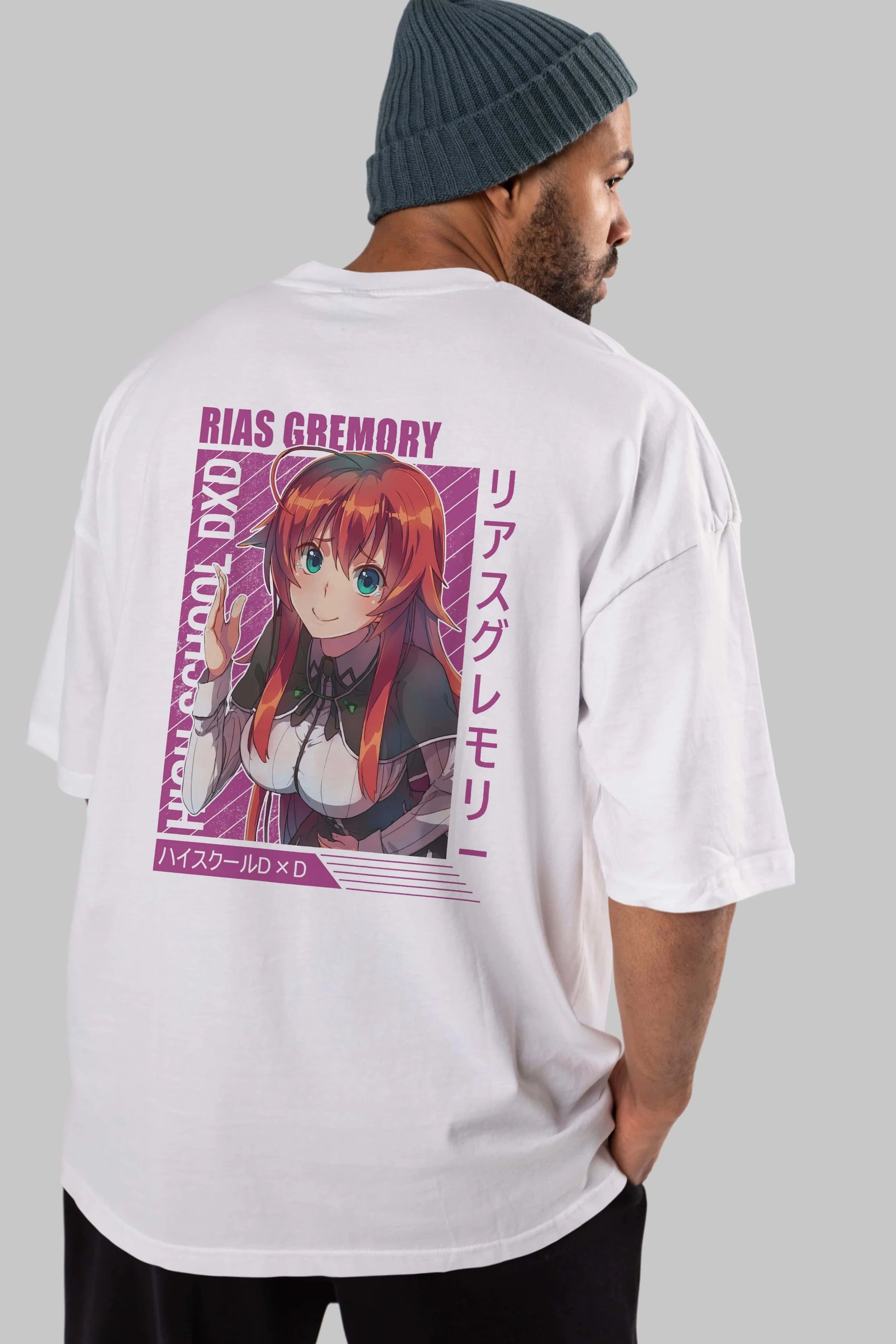 Rias Gremory 10 Anime Arka Baskılı Oversize t-shirt Erkek Kadın Unisex