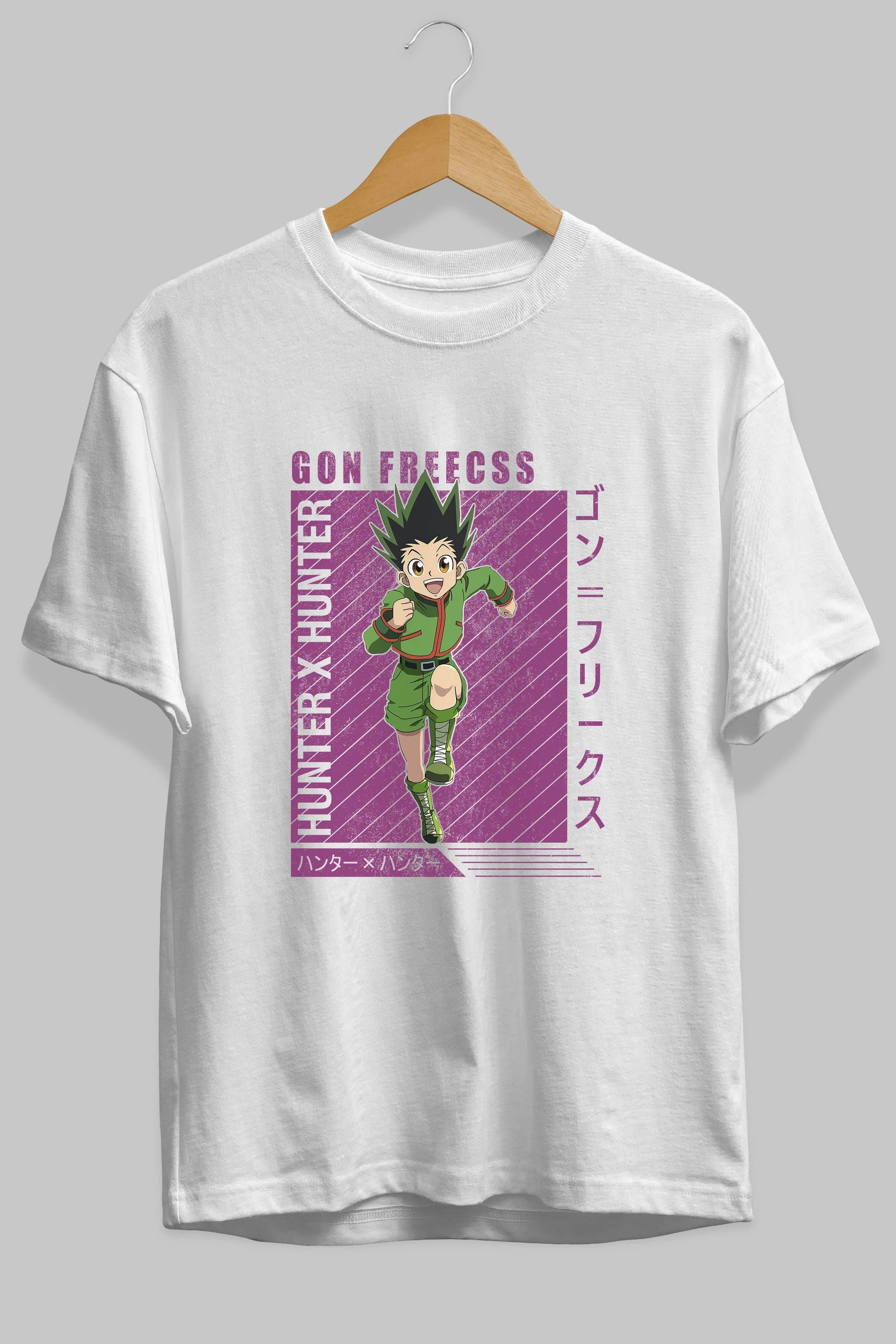 Gon Freecss HUNTER X HUNTER 3 Anime Ön Baskılı Oversize t-shirt %100 pamuk Erkek Kadın Unisex