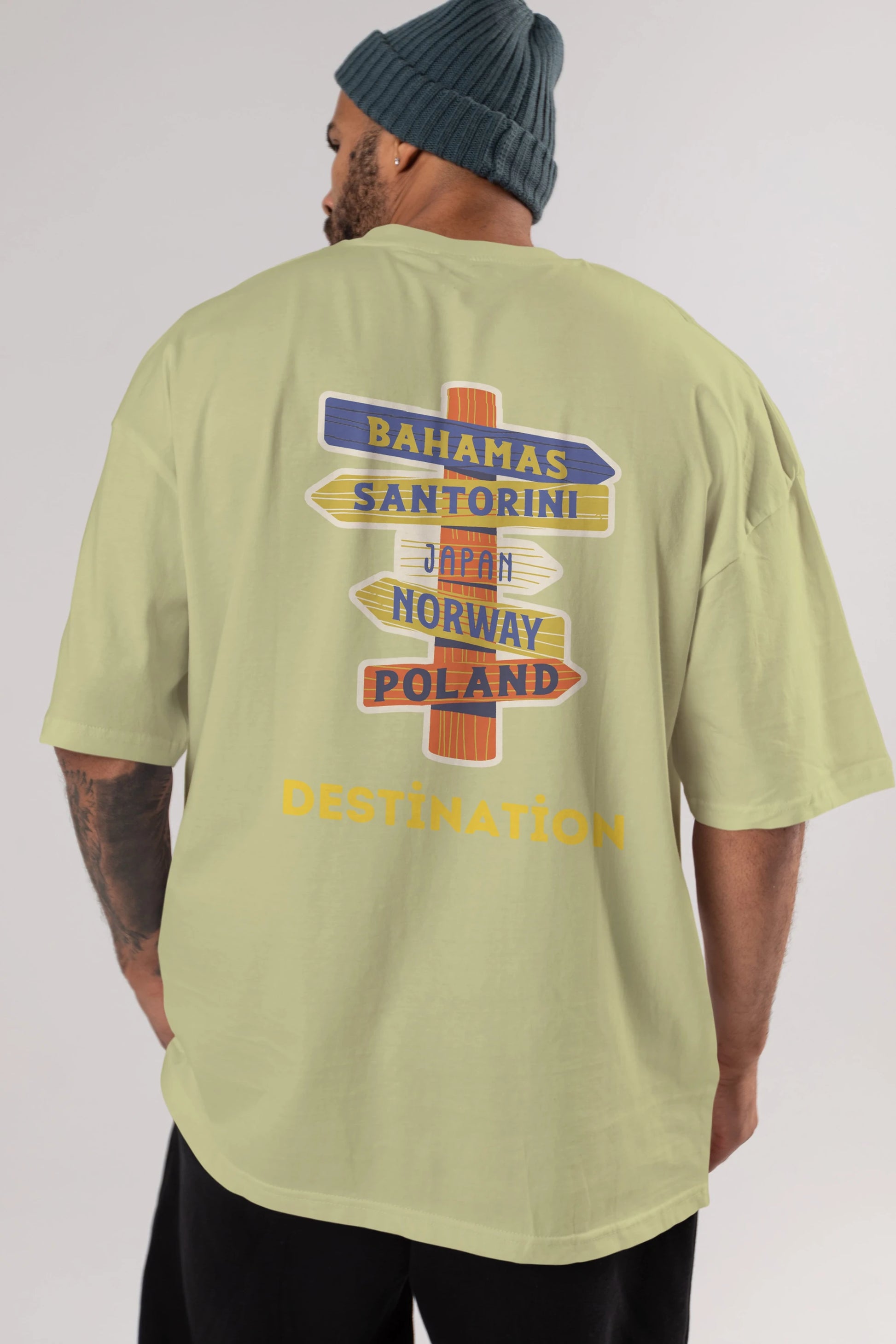 Destination Yazılı Arka Baskılı Oversize t-shirt Erkek Kadın Unisex