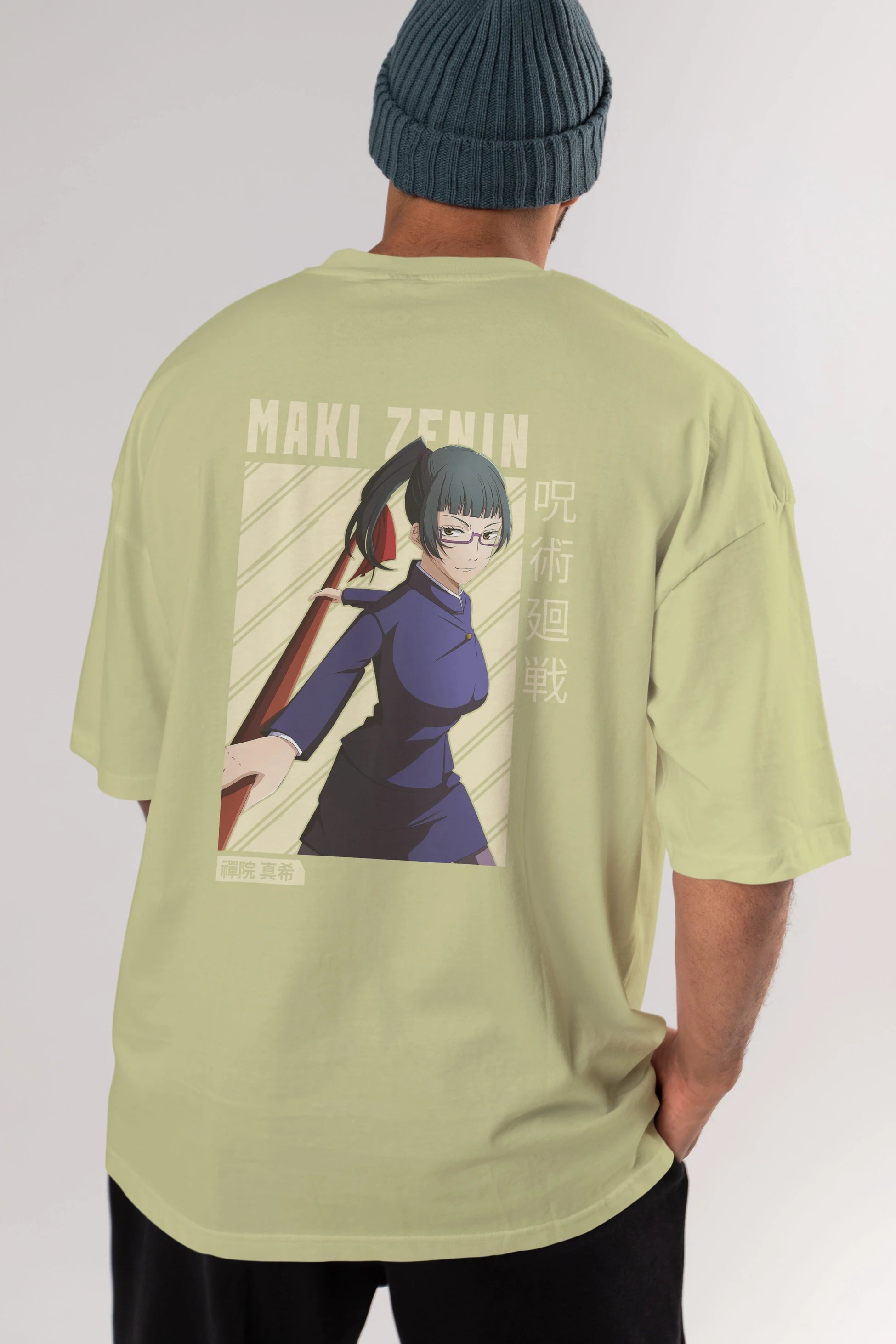 Maki Zenin CHAİNSAWMAN Anime Arka Baskılı Oversize t-shirt Erkek Kadın Unisex