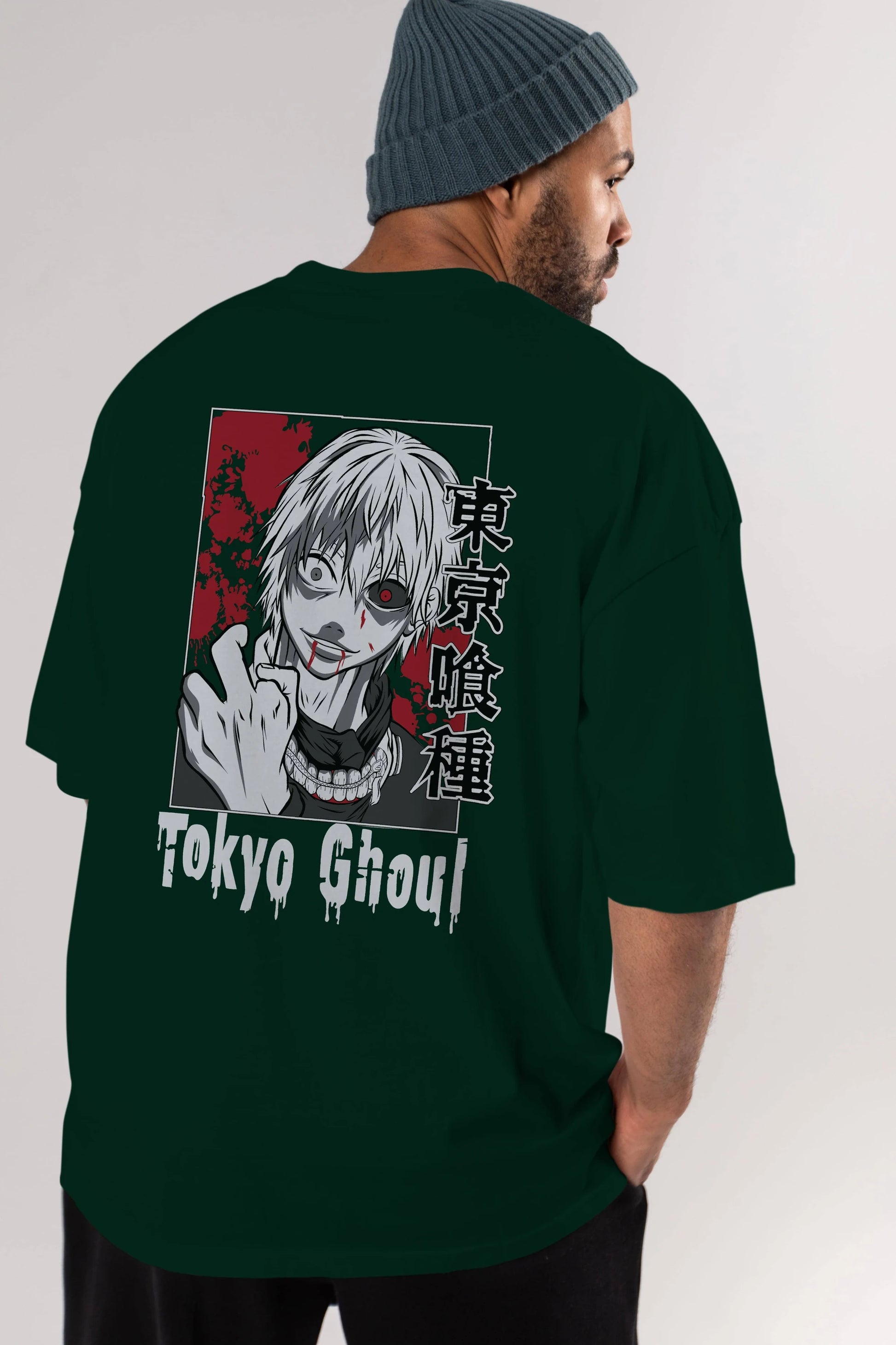 Kaneki Ken TOKYO GHOUL Anime Arka Baskılı Oversize t-shirt Erkek Kadın Unisex