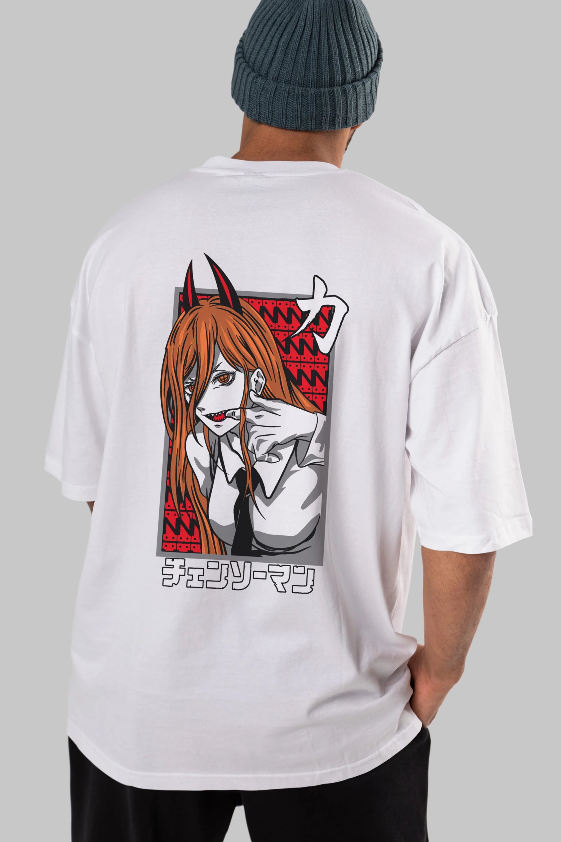 CHAINSAWMAN POWER Anime Arka Baskılı Oversize t-shirt Erkek Kadın Unisex