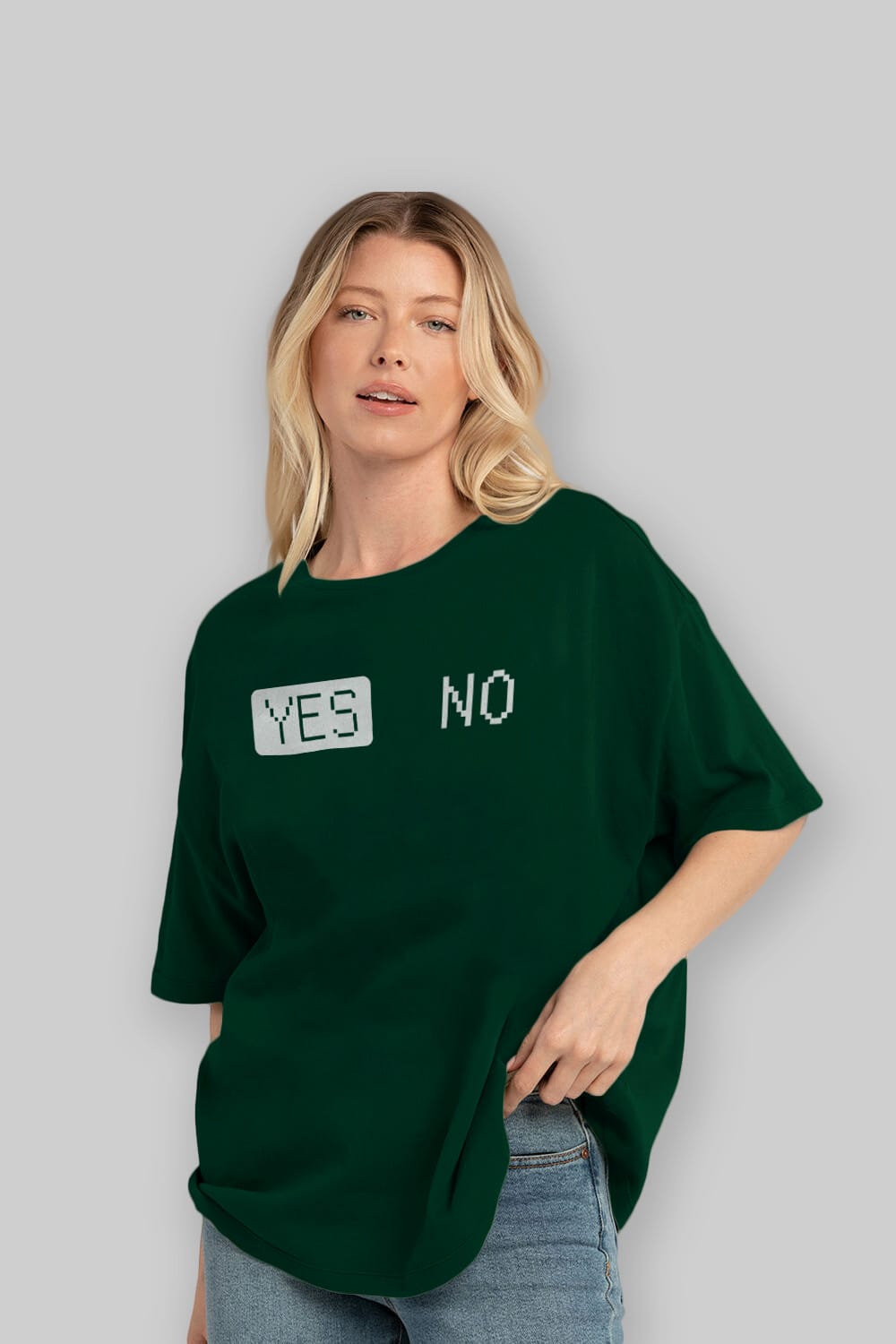 Yes No Ön Baskılı Oversize t-shirt %100 pamuk Erkek Kadın Unisex