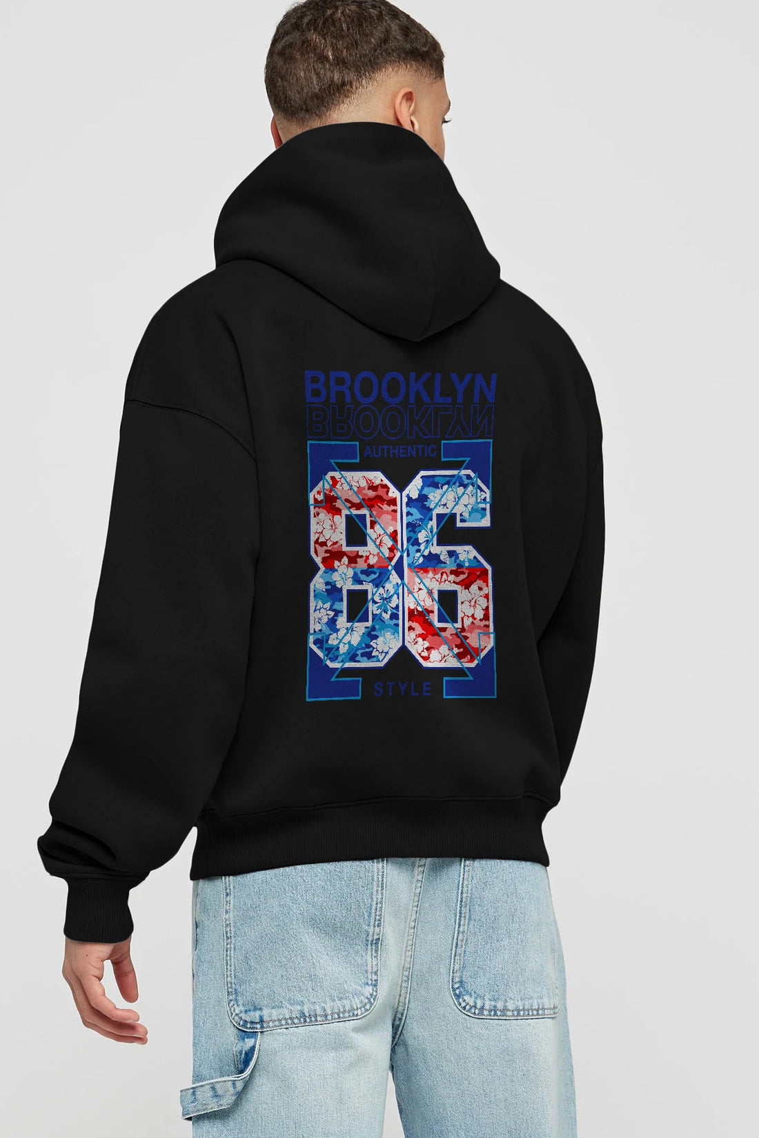 Brooklyn 86 Style Arka Baskılı Hoodie Oversize Kapüşonlu Sweatshirt Erkek Kadın Unisex