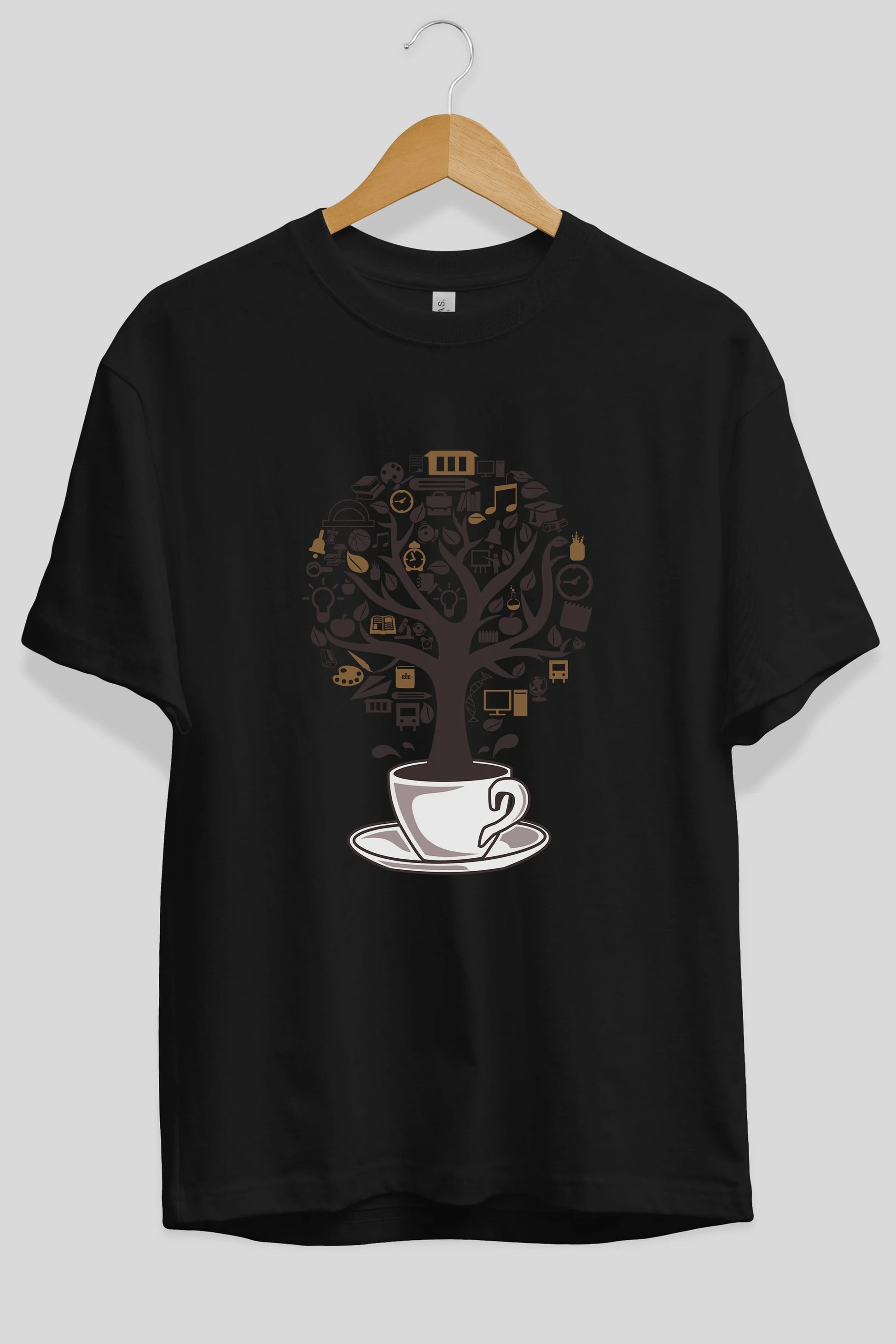 Coffee Tree Ön Baskılı Oversize t-shirt %100 pamuk Erkek Kadın Unisex